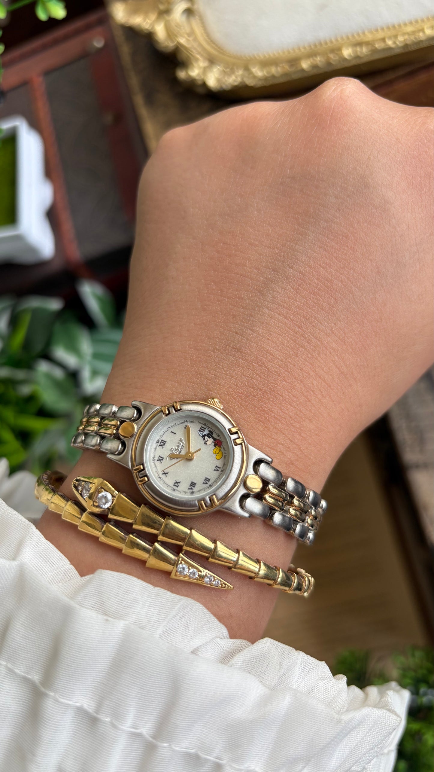 Vintage Disney Mickey Mouse Watch in Two-Tone