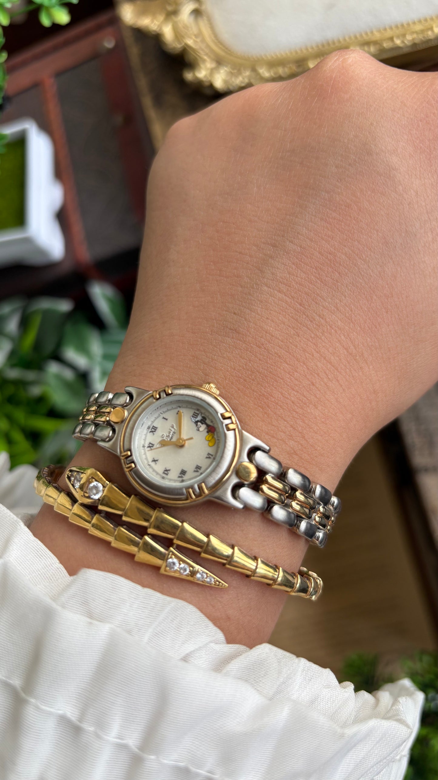 Vintage Disney Mickey Mouse Watch in Two-Tone