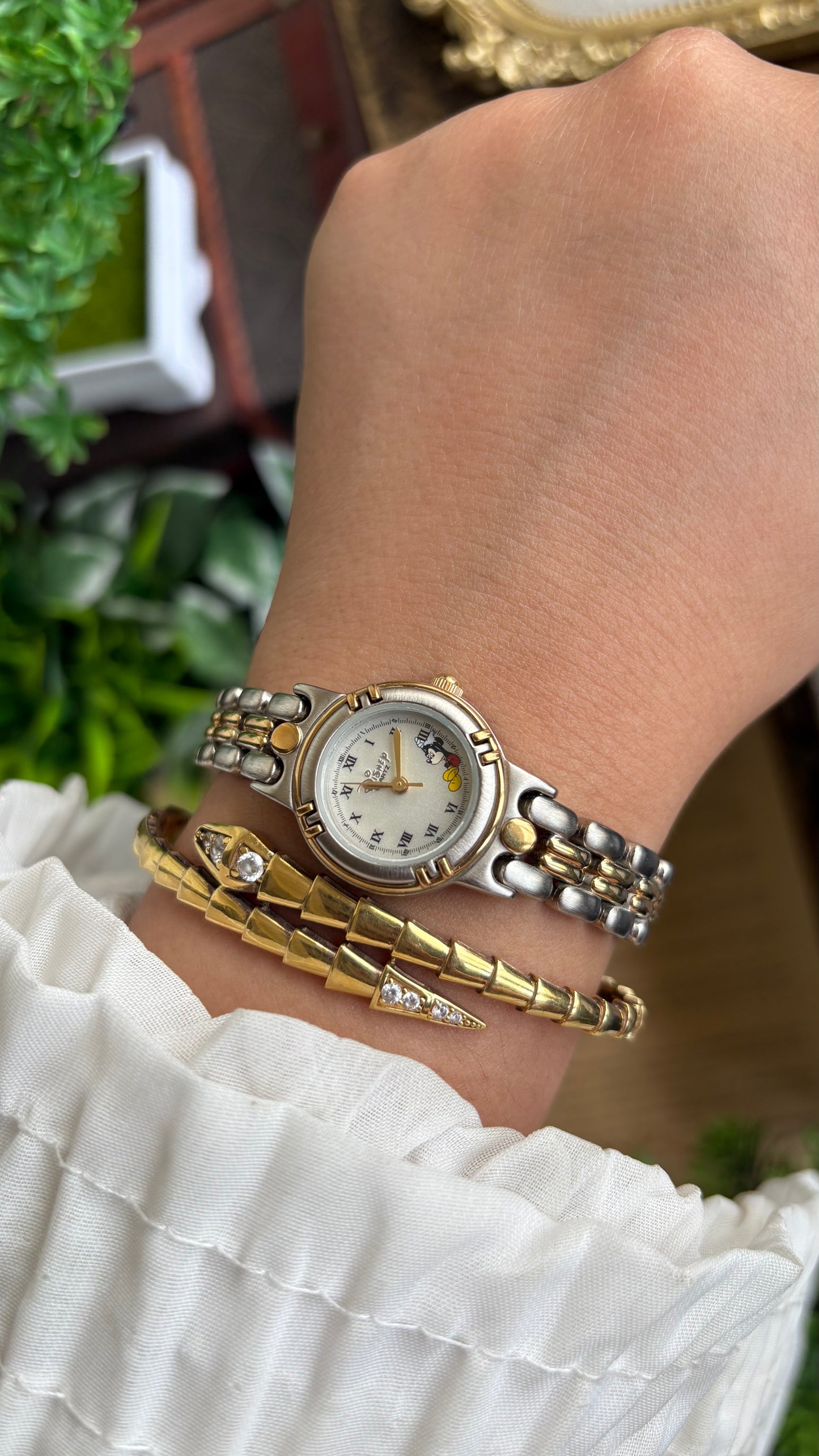 Vintage Disney Mickey Mouse Watch in Two-Tone