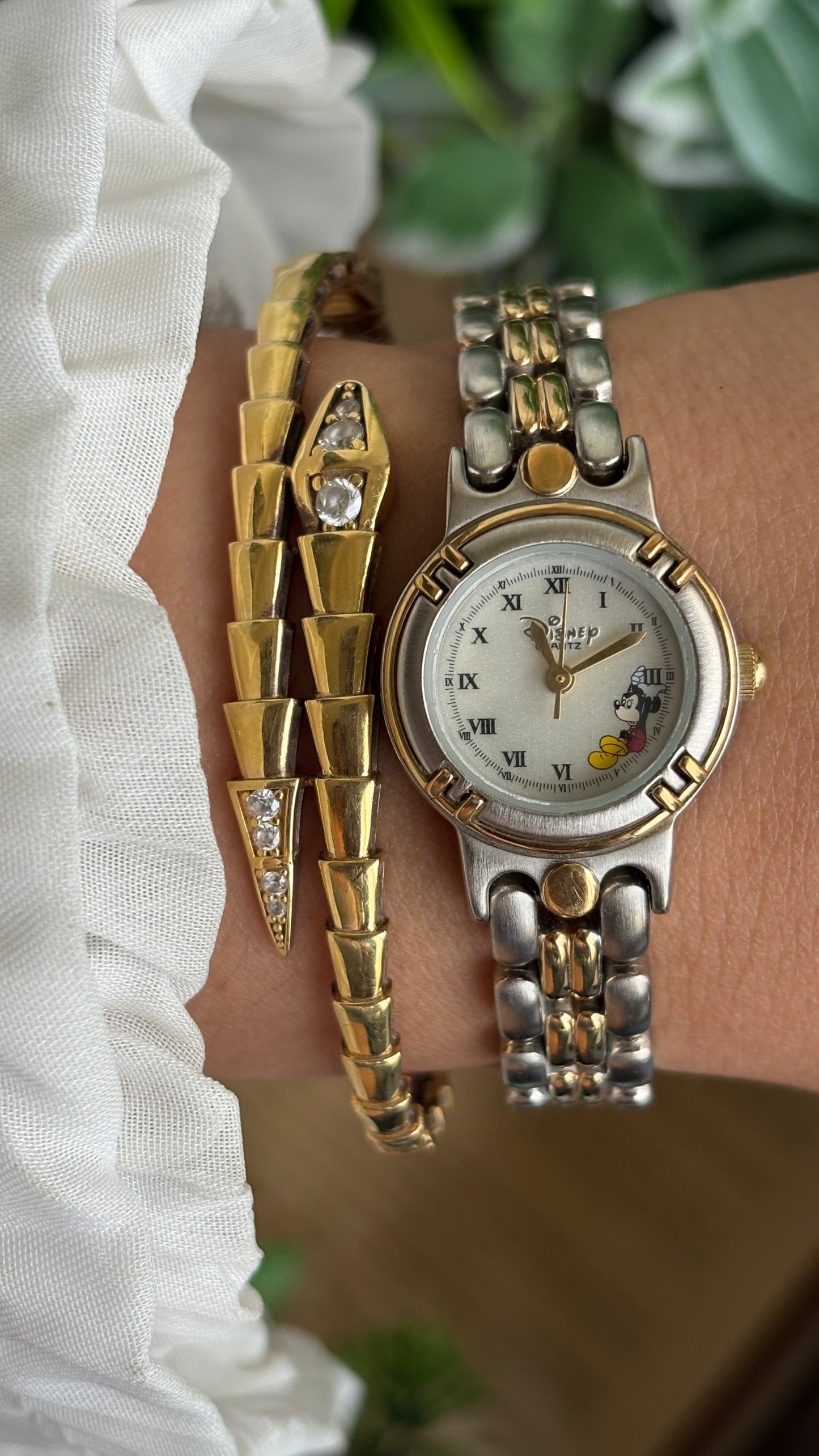 Vintage Disney Mickey Mouse Watch in Two-Tone