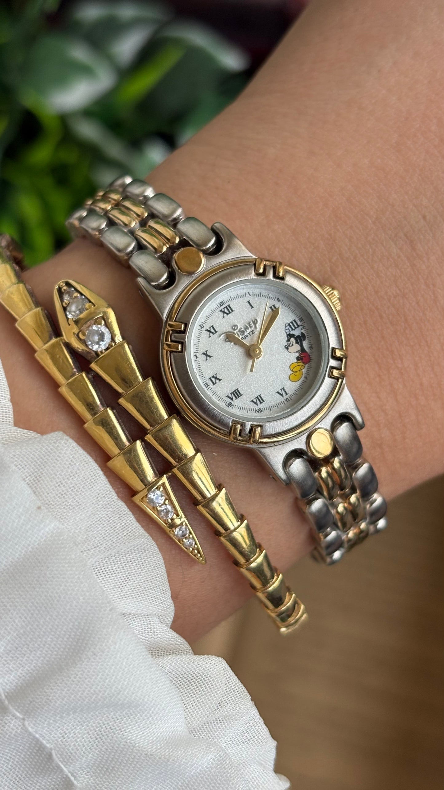 Vintage Disney Mickey Mouse Watch in Two-Tone