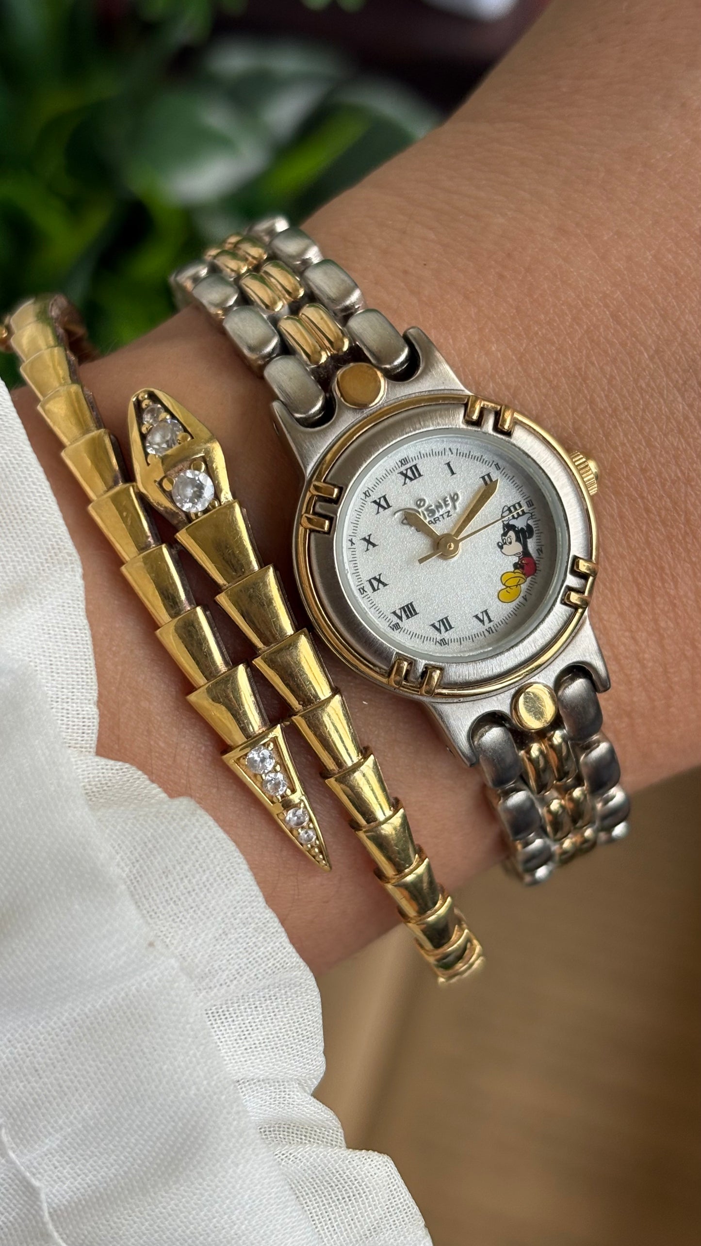 Vintage Disney Mickey Mouse Watch in Two-Tone