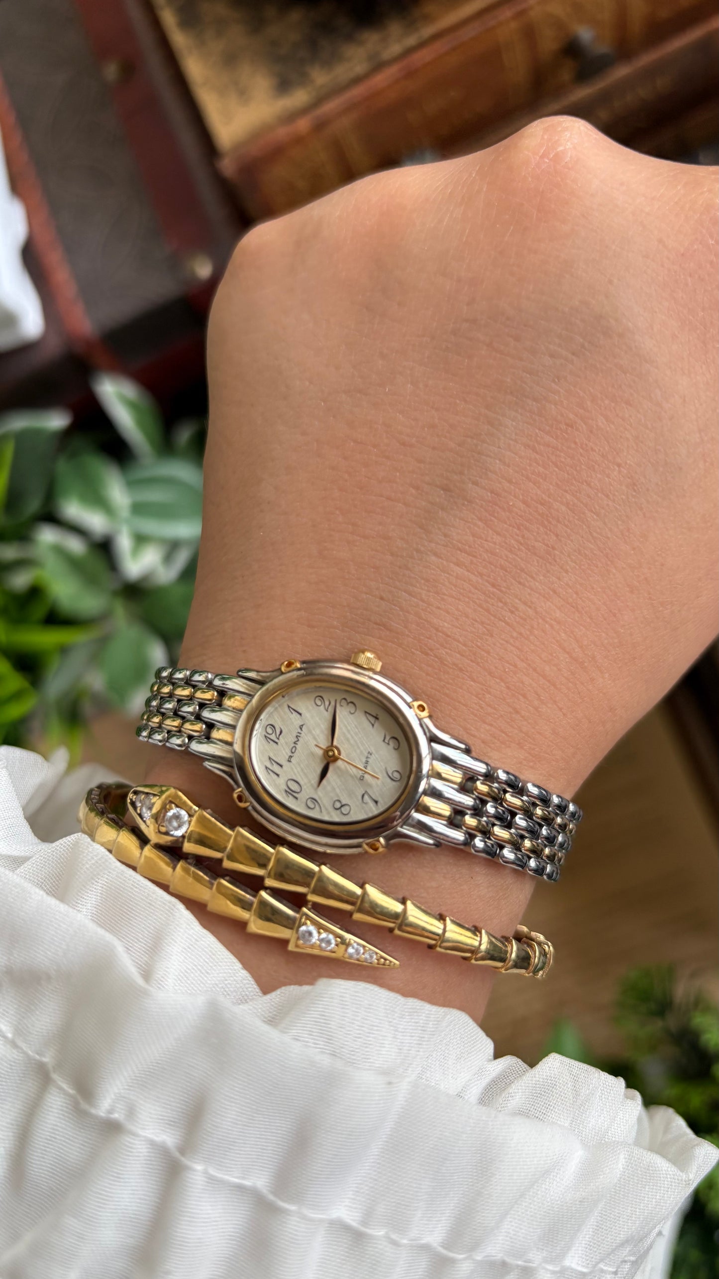 Vintage Romia Watch in Two Tone Oval Face
