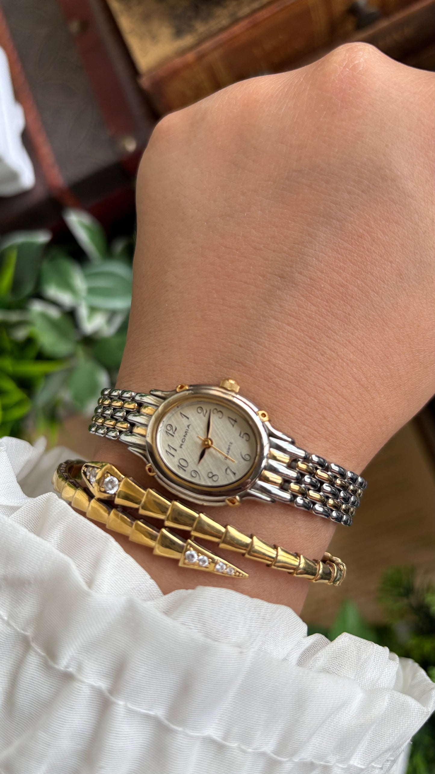 Vintage Romia Watch in Two Tone Oval Face