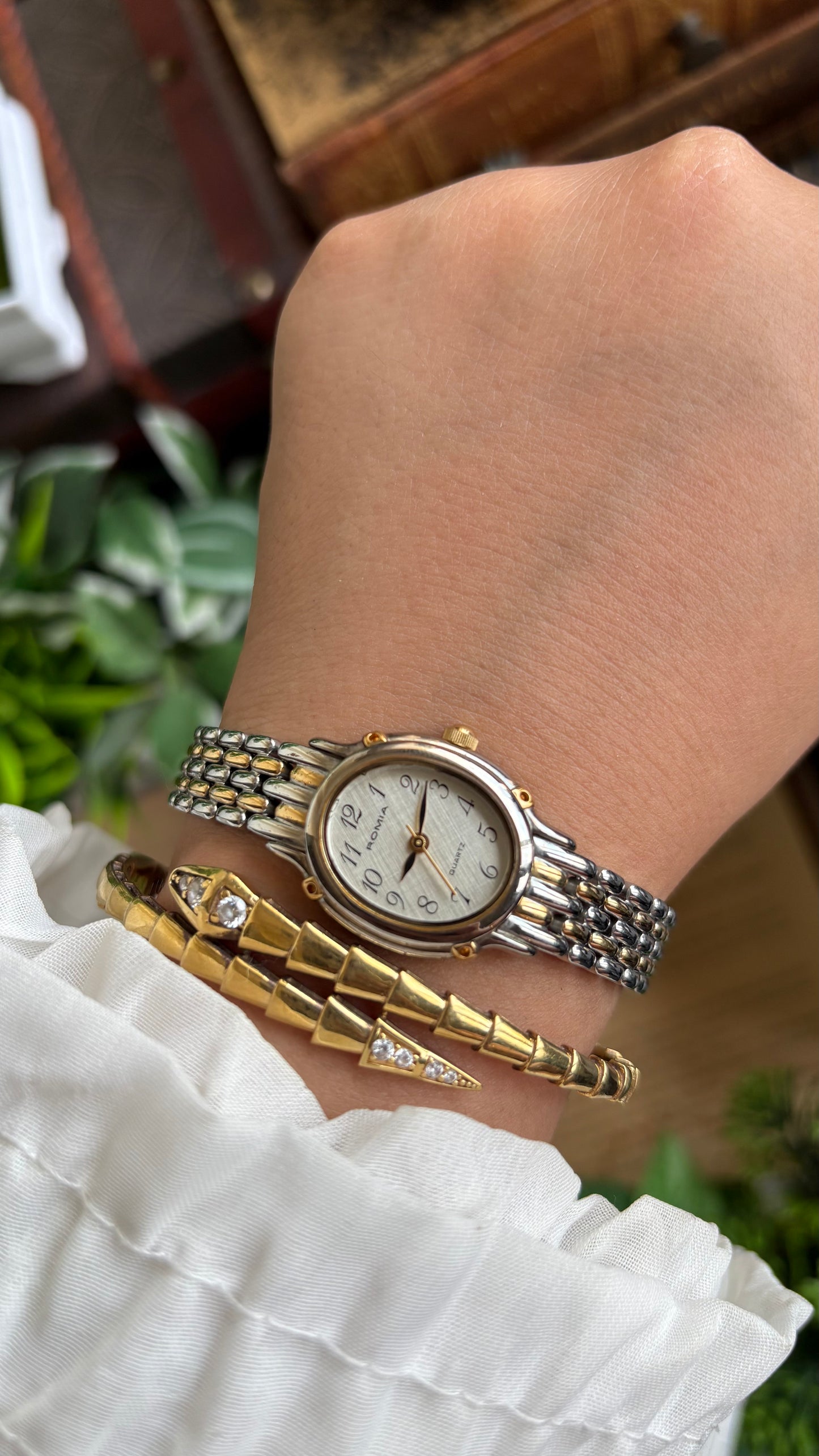 Vintage Romia Watch in Two Tone Oval Face