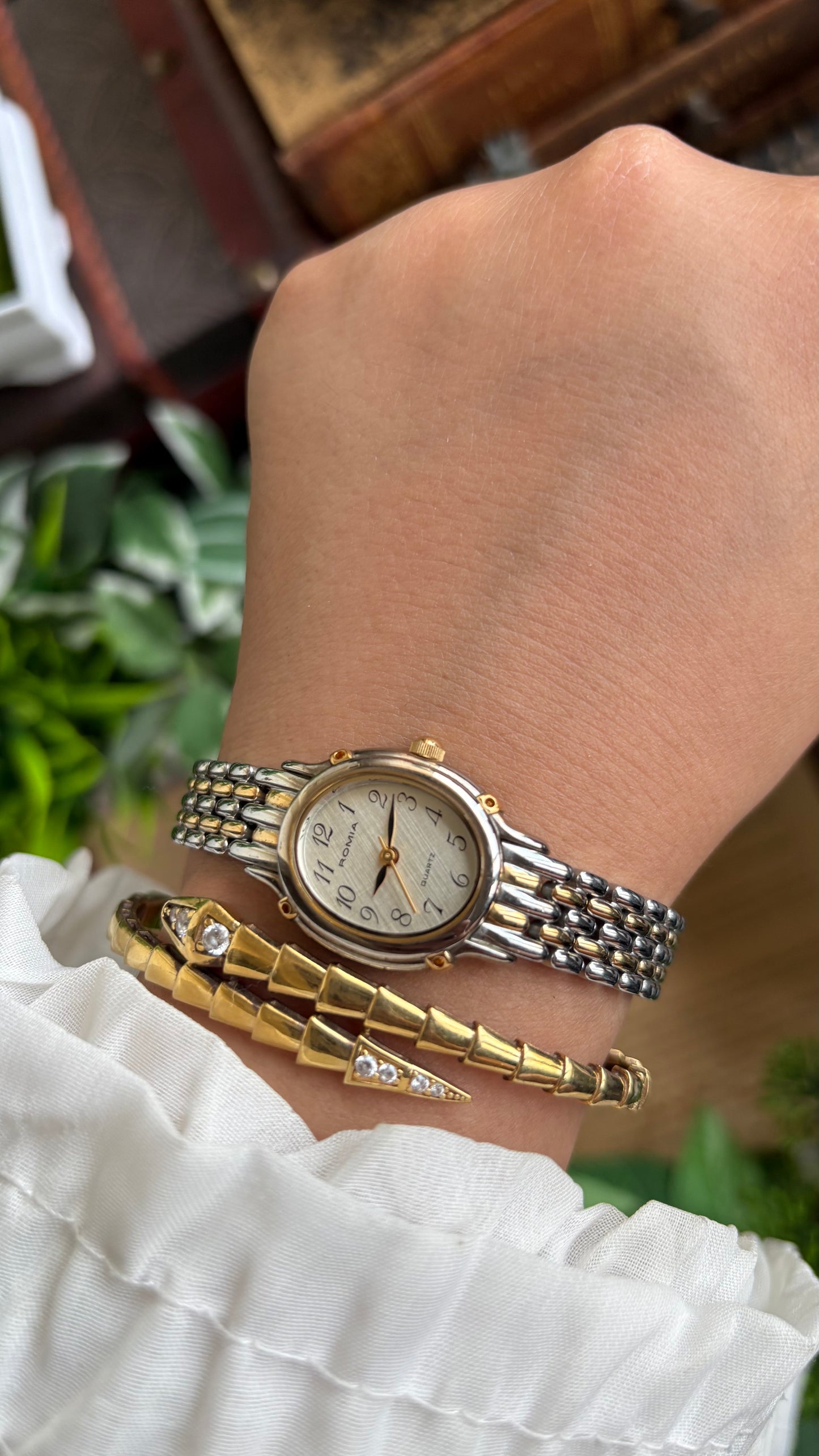 Vintage Romia Watch in Two Tone Oval Face