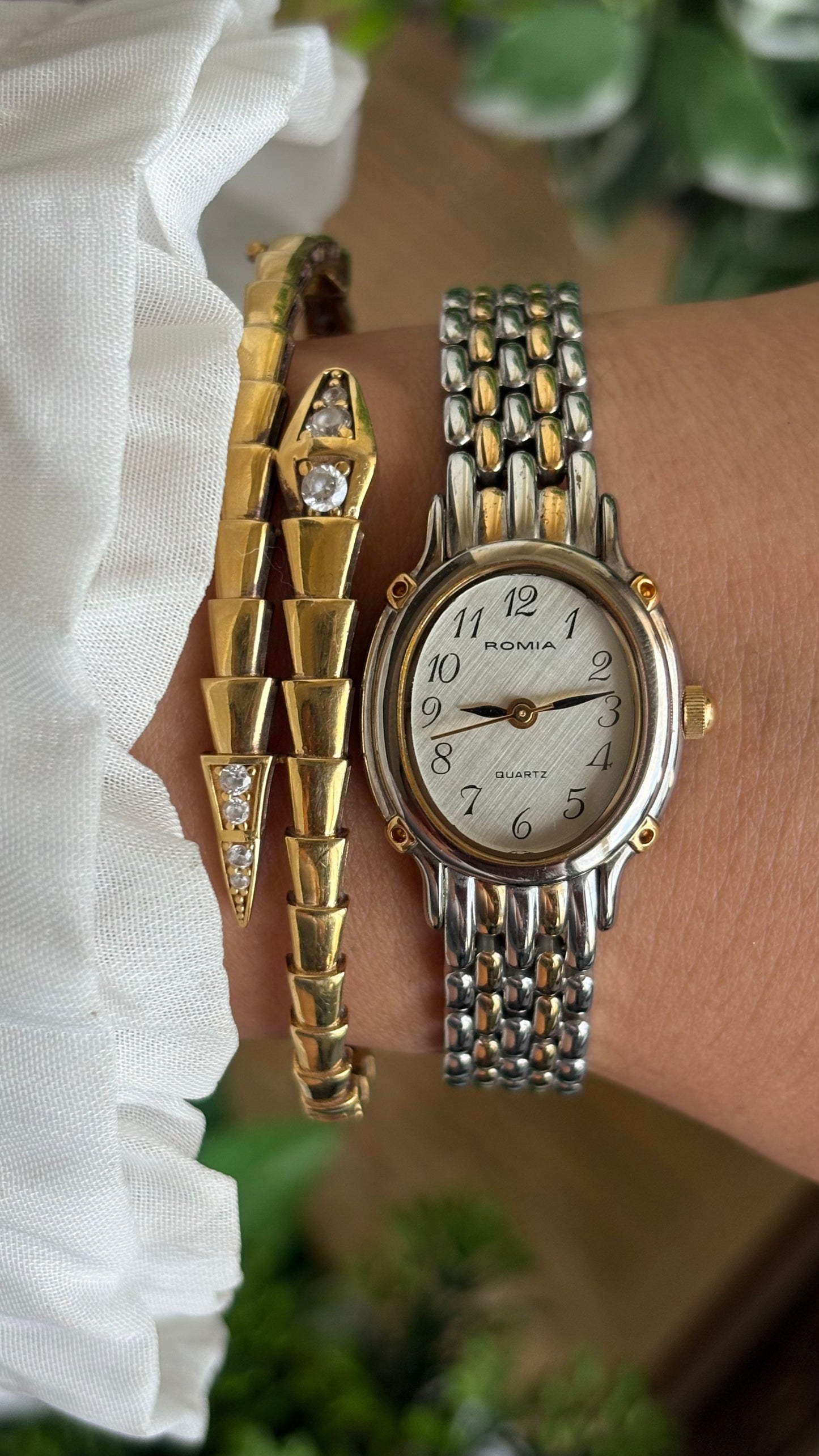 Vintage Romia Watch in Two Tone Oval Face