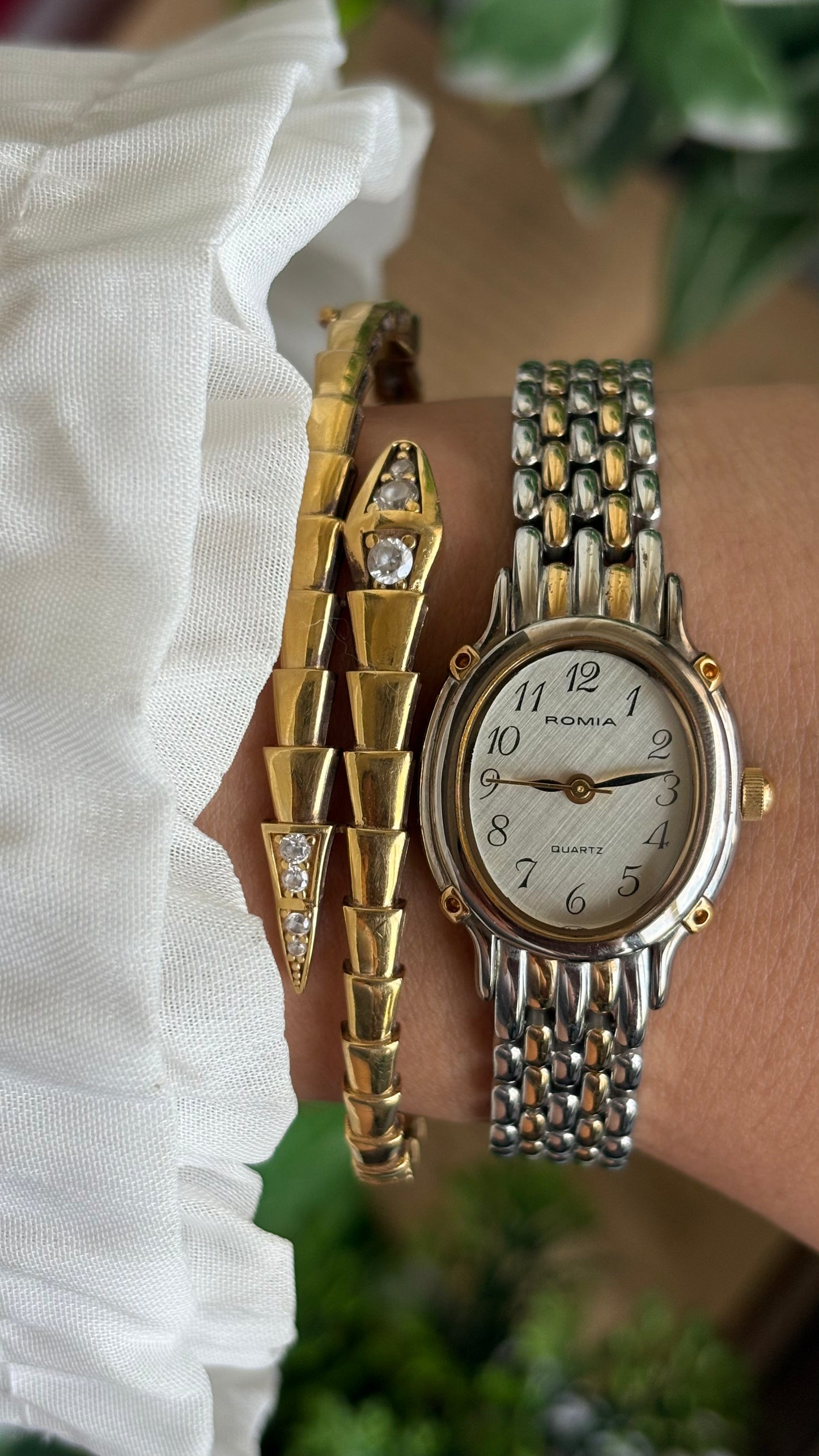 Vintage Romia Watch in Two Tone Oval Face