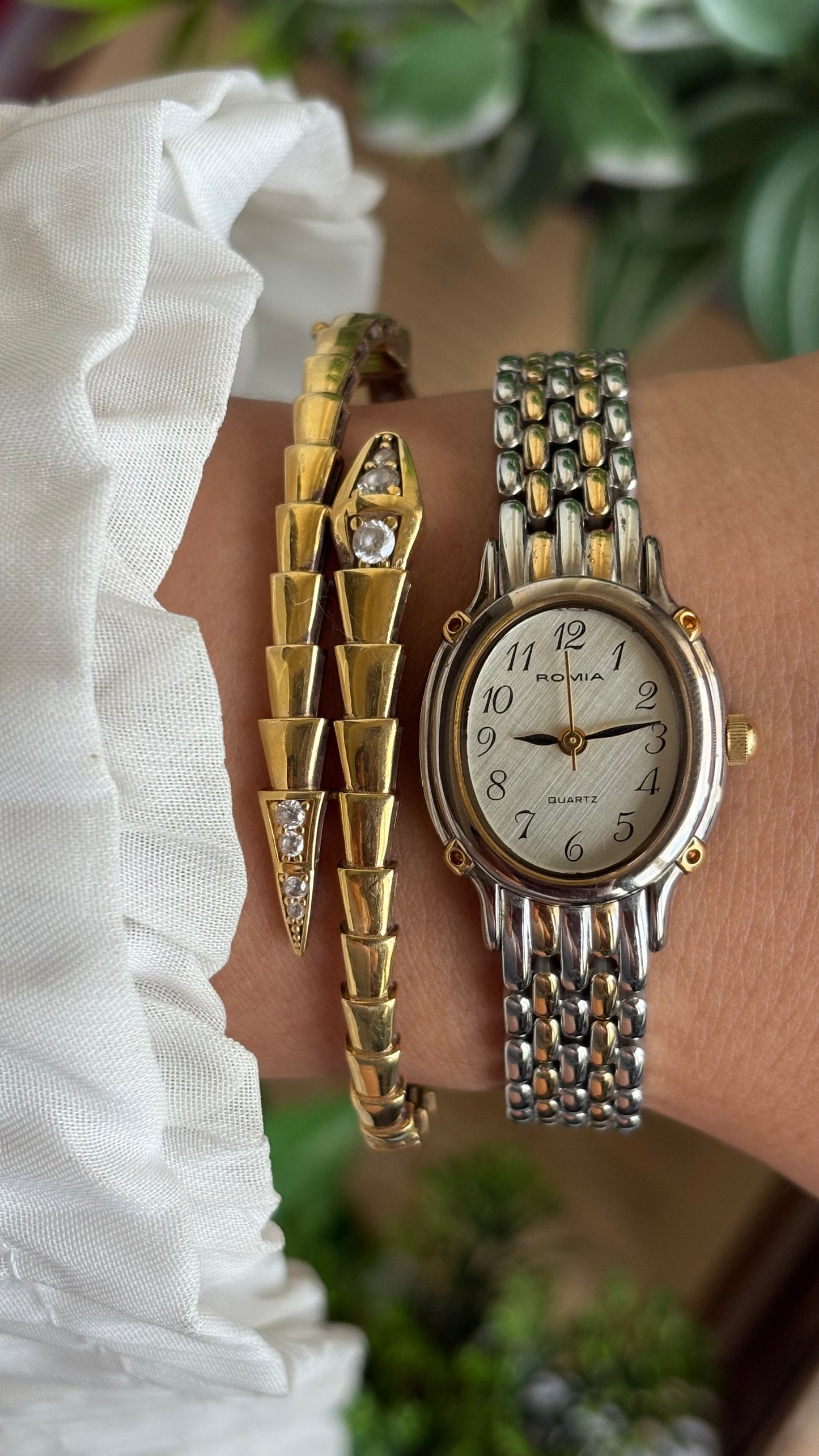 Vintage Romia Watch in Two Tone Oval Face