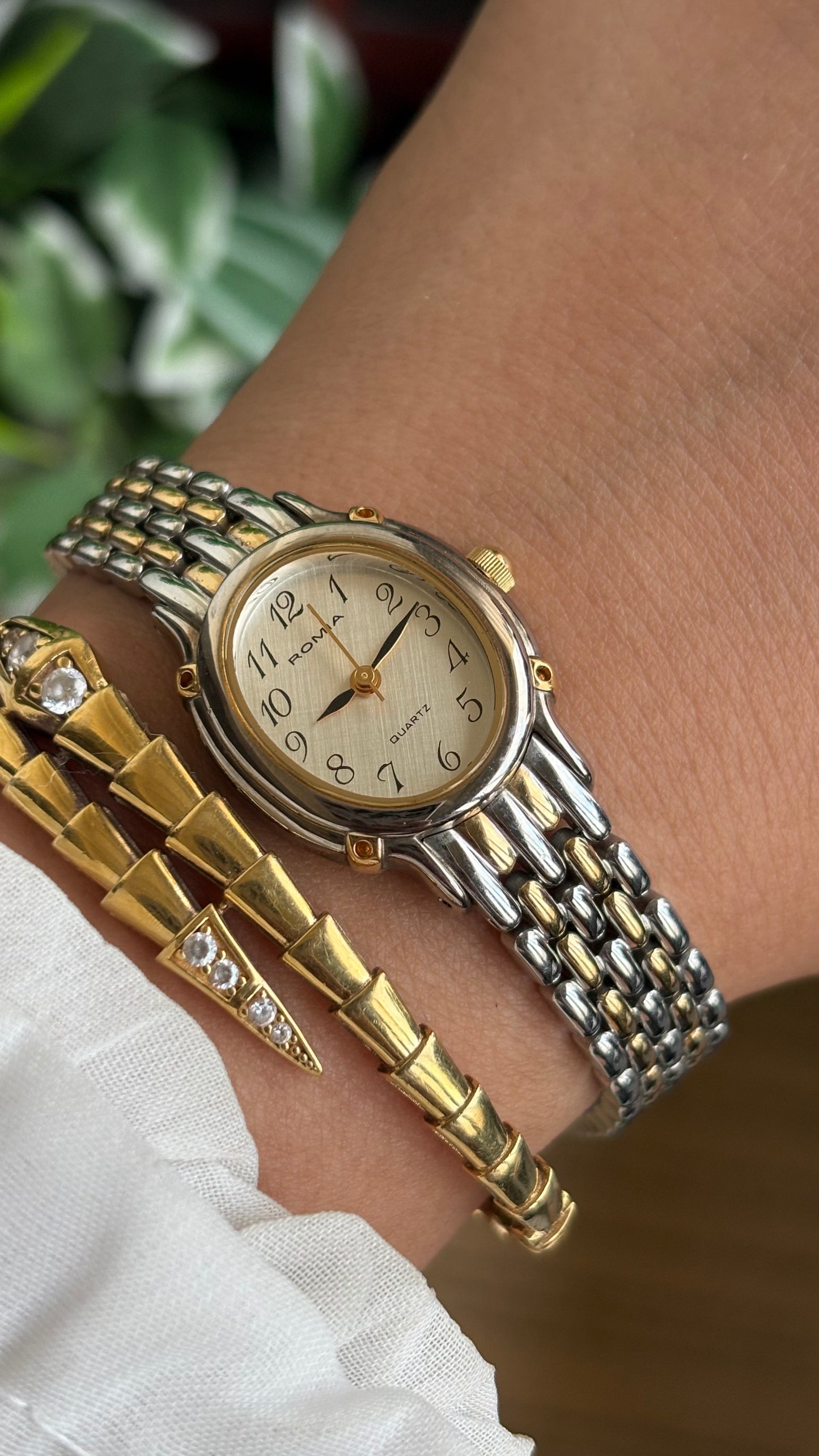 Vintage Romia Watch in Two Tone Oval Face