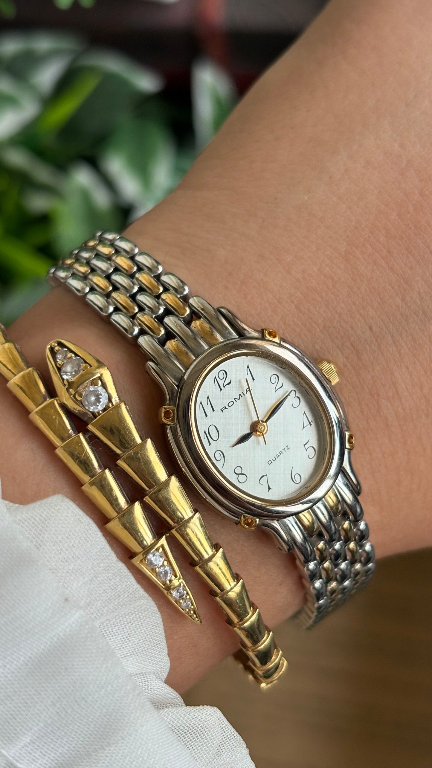 Vintage Romia Watch in Two Tone Oval Face