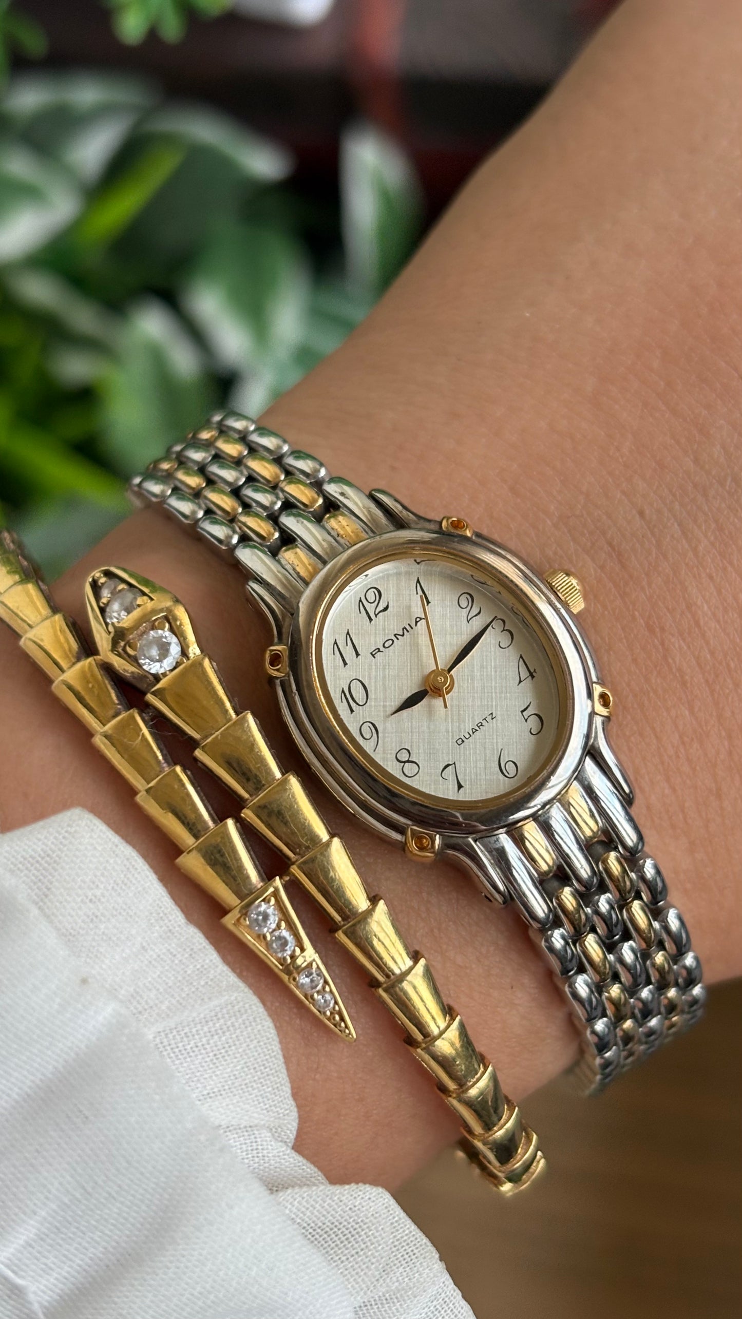 Vintage Romia Watch in Two Tone Oval Face
