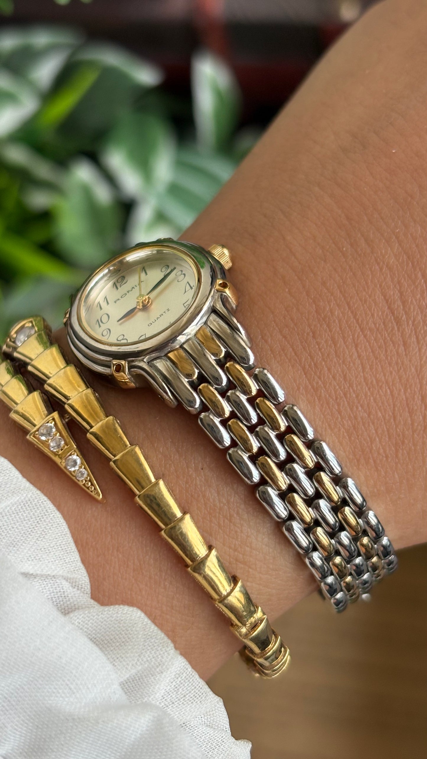 Vintage Romia Watch in Two Tone Oval Face