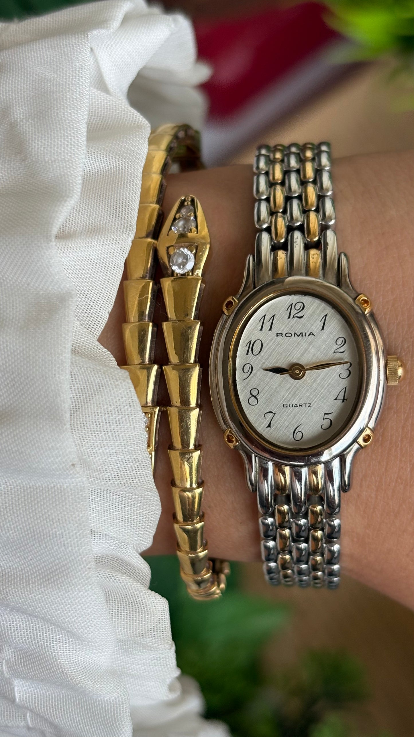 Vintage Romia Watch in Two Tone Oval Face