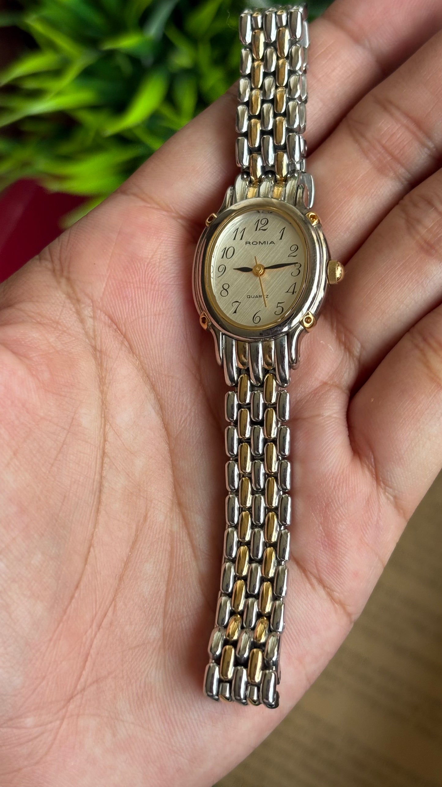 Vintage Romia Watch in Two Tone Oval Face