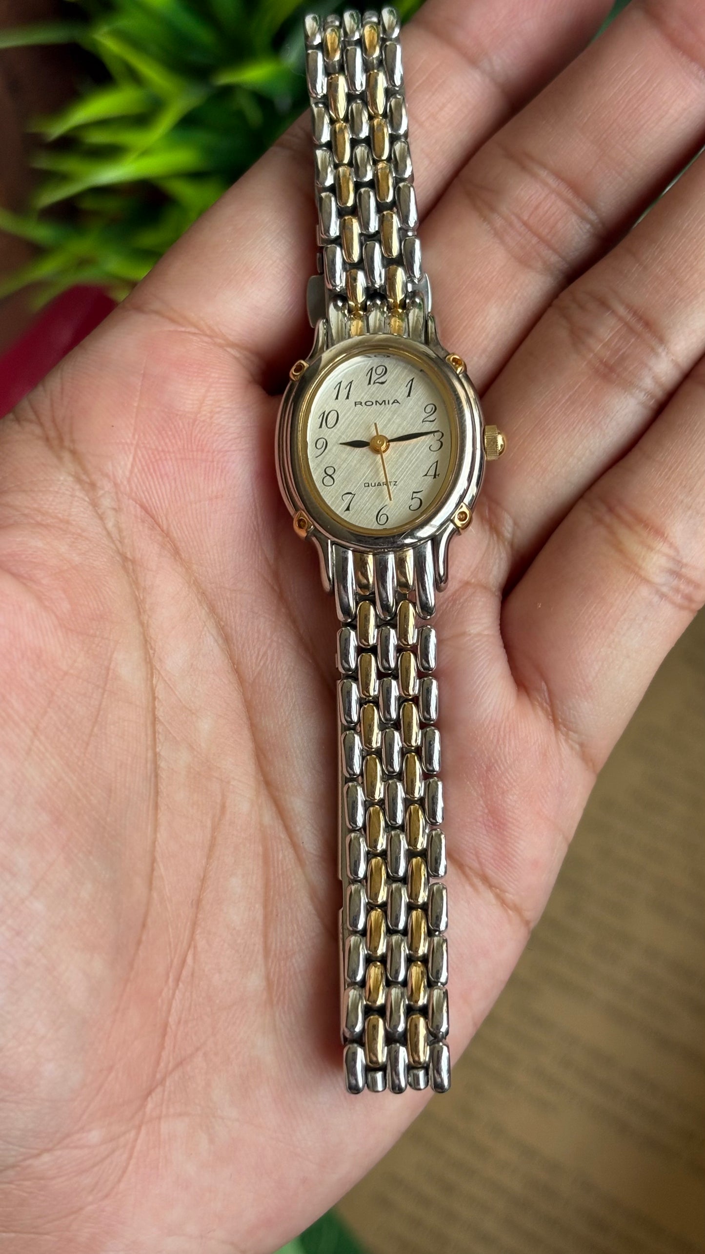 Vintage Romia Watch in Two Tone Oval Face