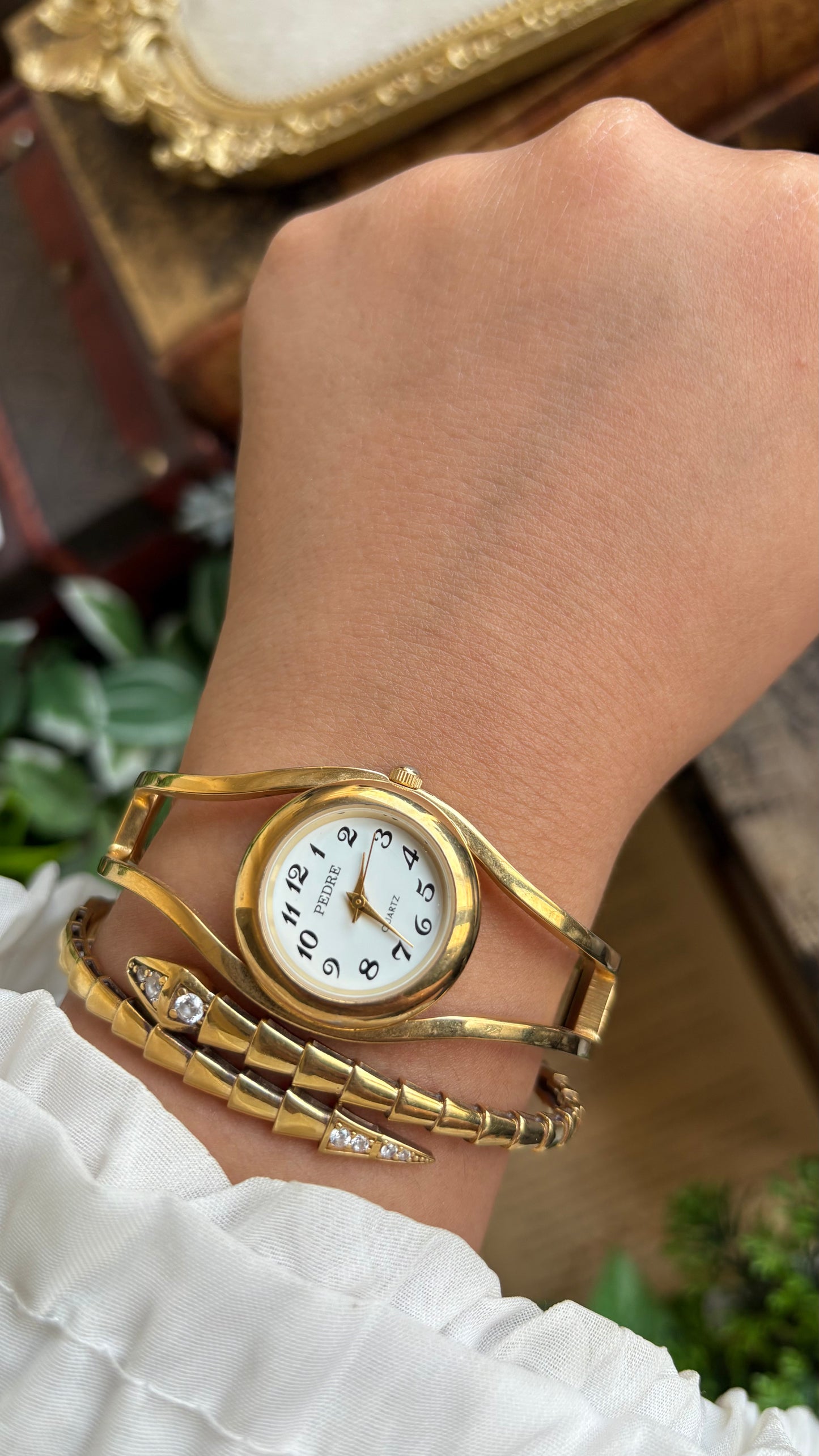 Vintage Pedre Rare Bangle Watch in Gold Tone