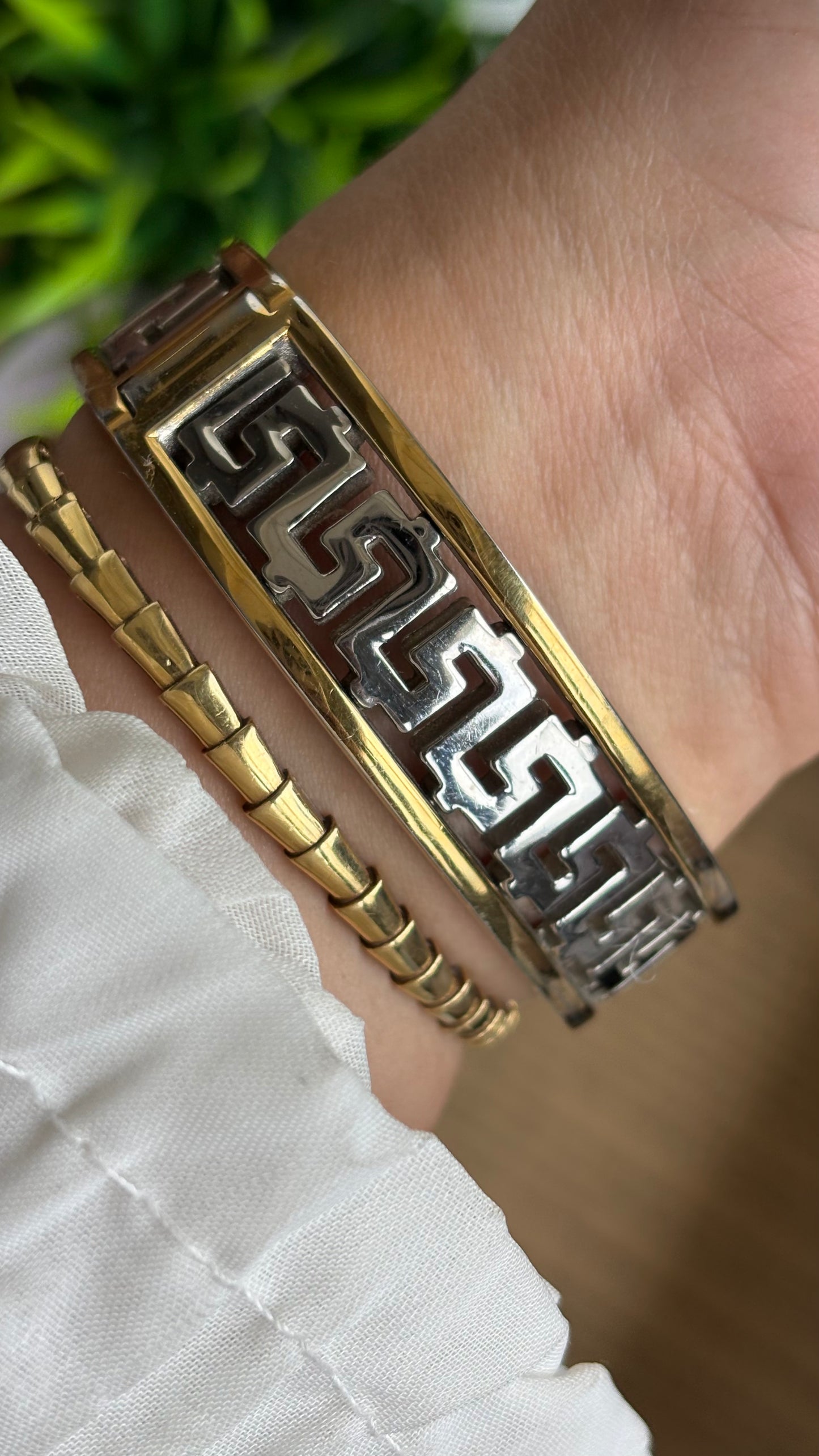 Vintage Avon Sleek Bangle Watch in Two-Tone Versace Style