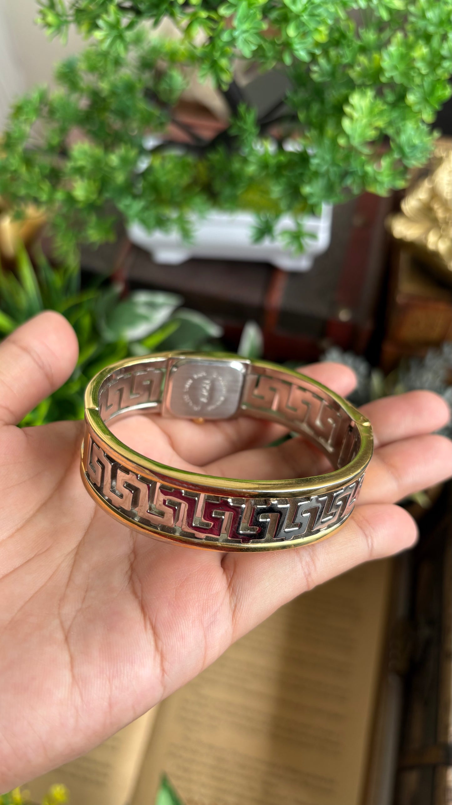 Vintage Avon Sleek Bangle Watch in Two-Tone Versace Style