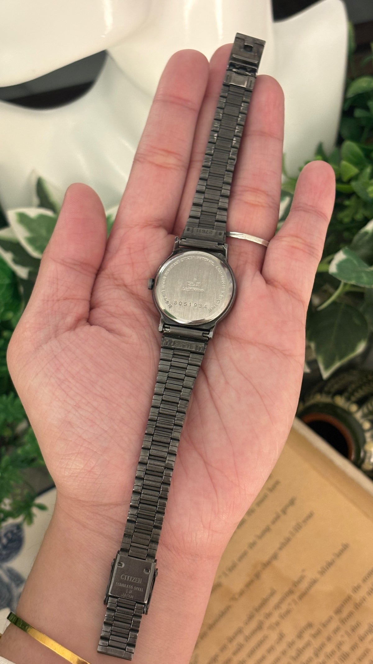 Rare Vintage Lighthouse Citizen Watch in Gunmetal Silver Tone Quartz