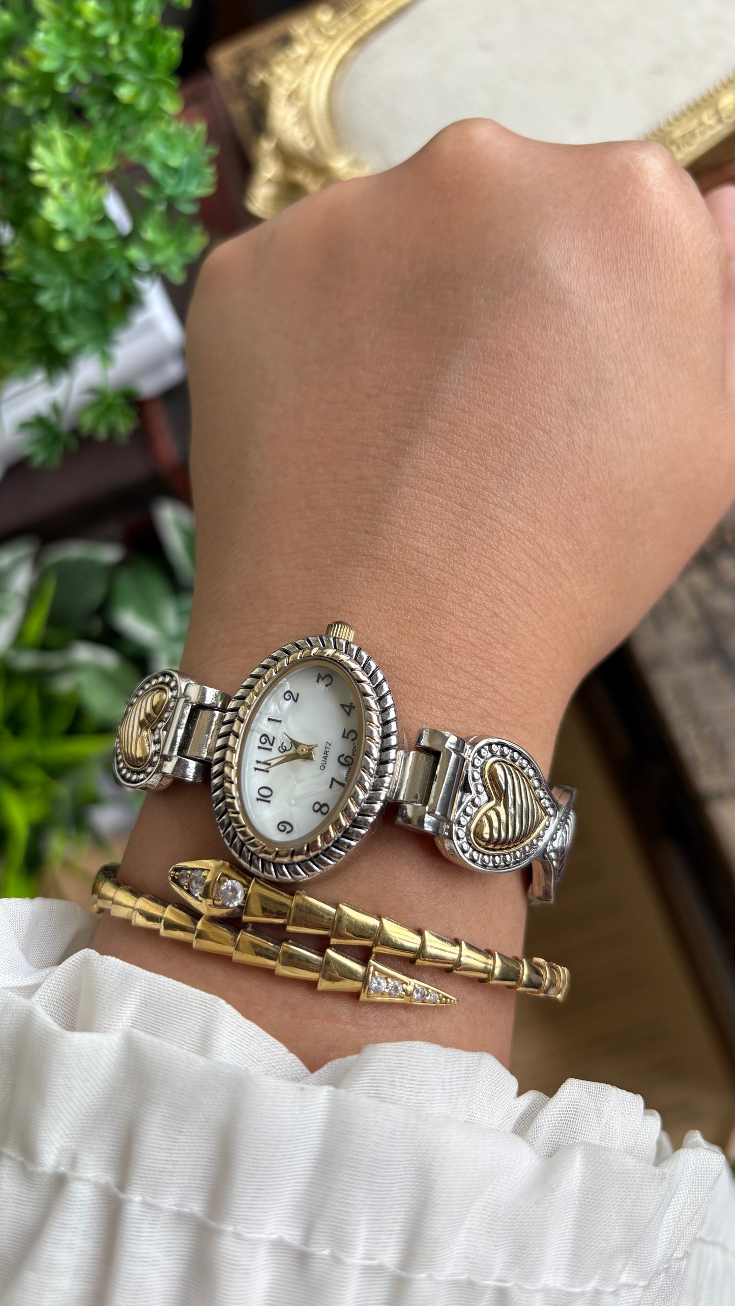 Vintage Charter Club Watch in Two-Tone Heart Straps