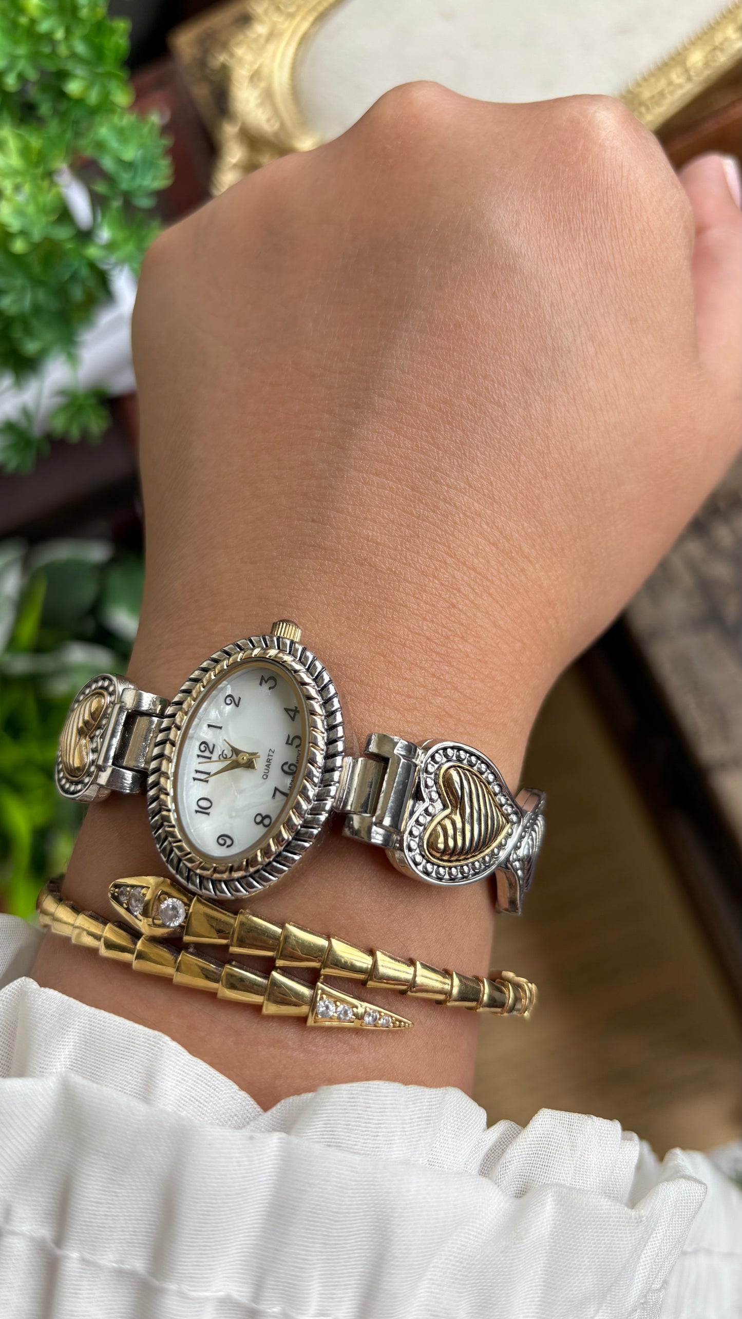Vintage Charter Club Watch in Two-Tone Heart Straps