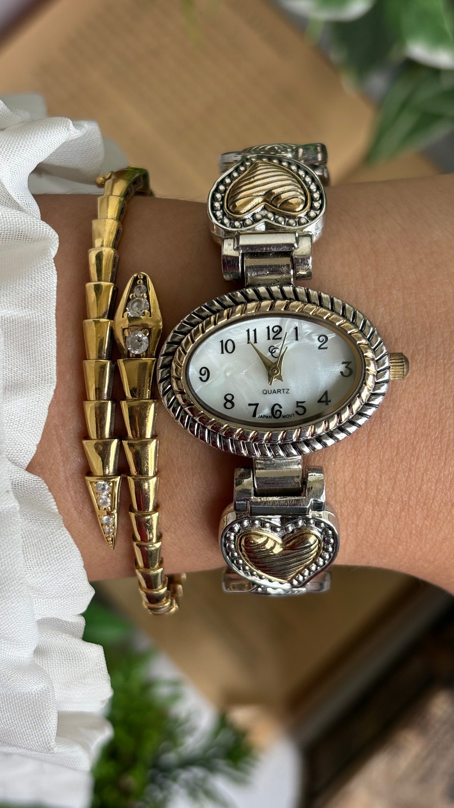 Vintage Charter Club Watch in Two-Tone Heart Straps