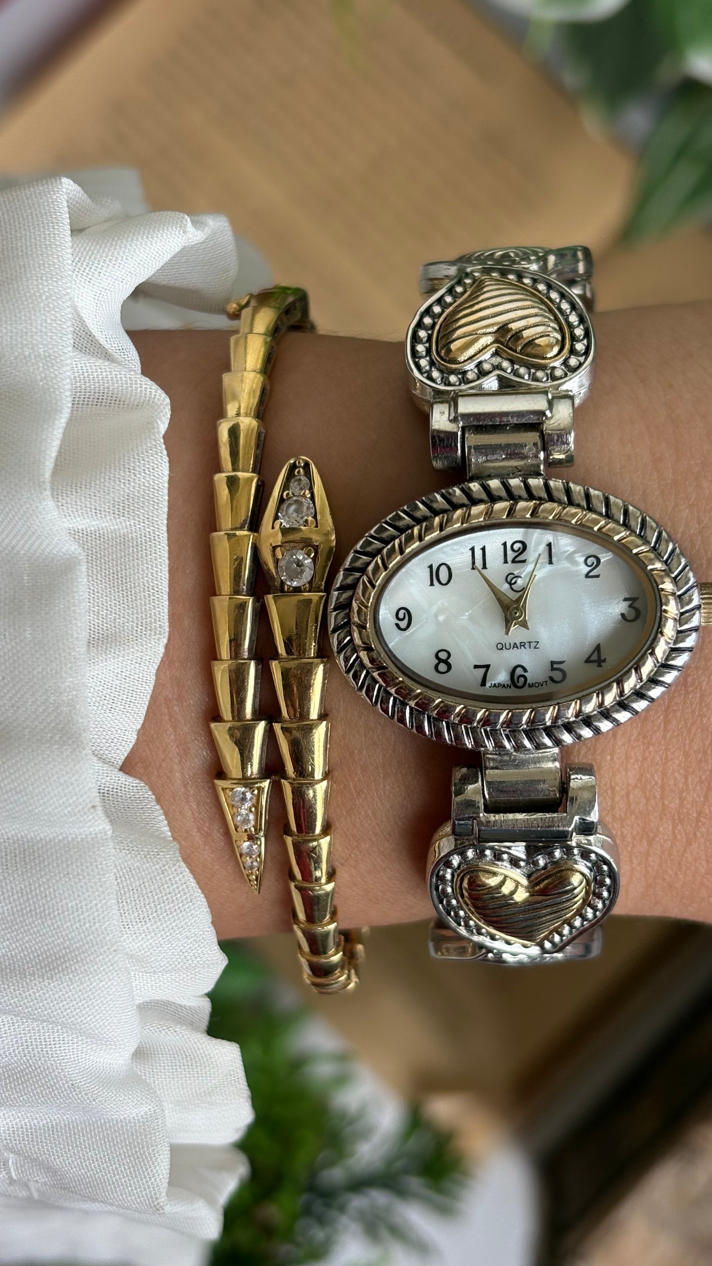 Vintage Charter Club Watch in Two-Tone Heart Straps