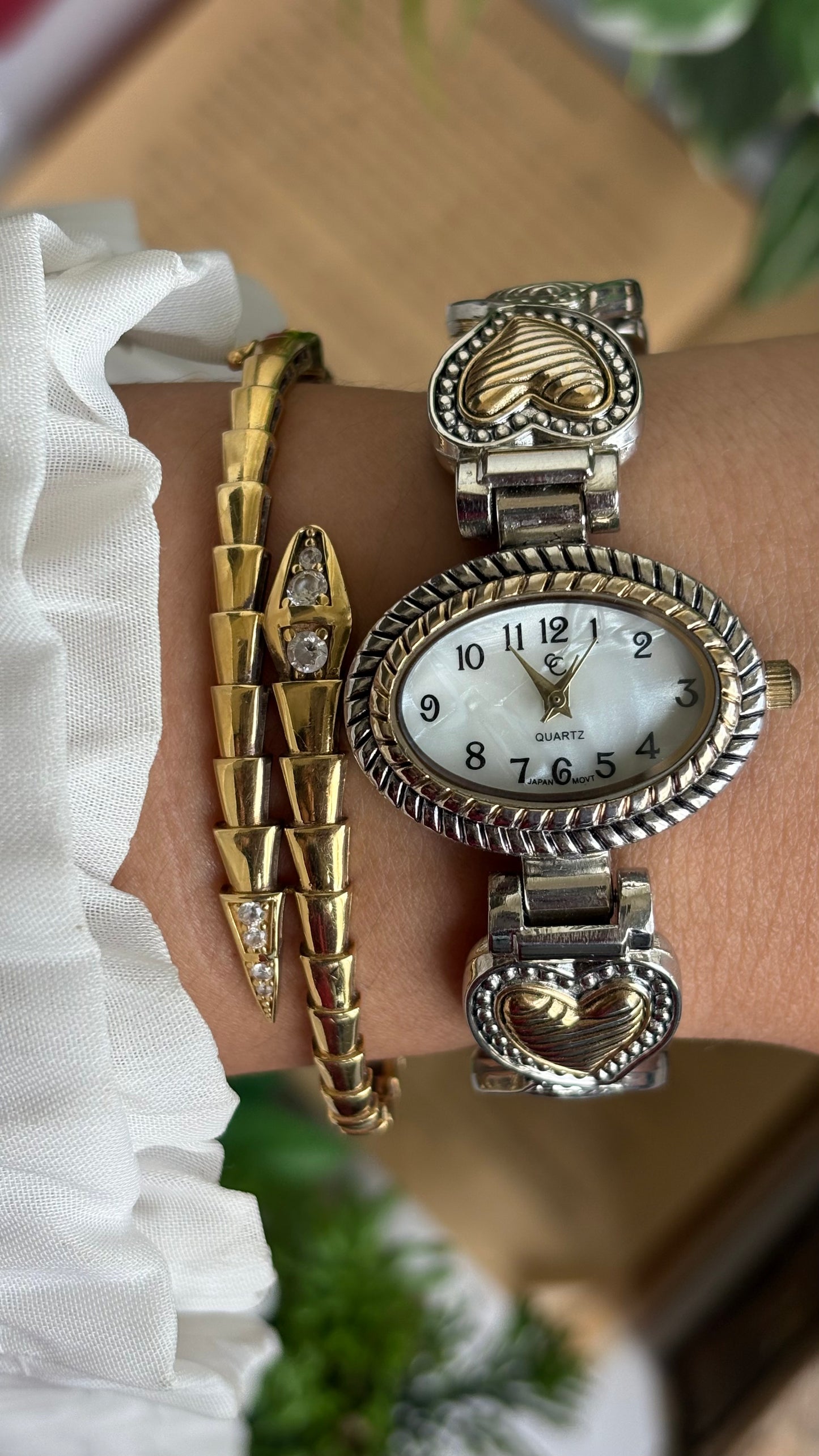 Vintage Charter Club Watch in Two-Tone Heart Straps