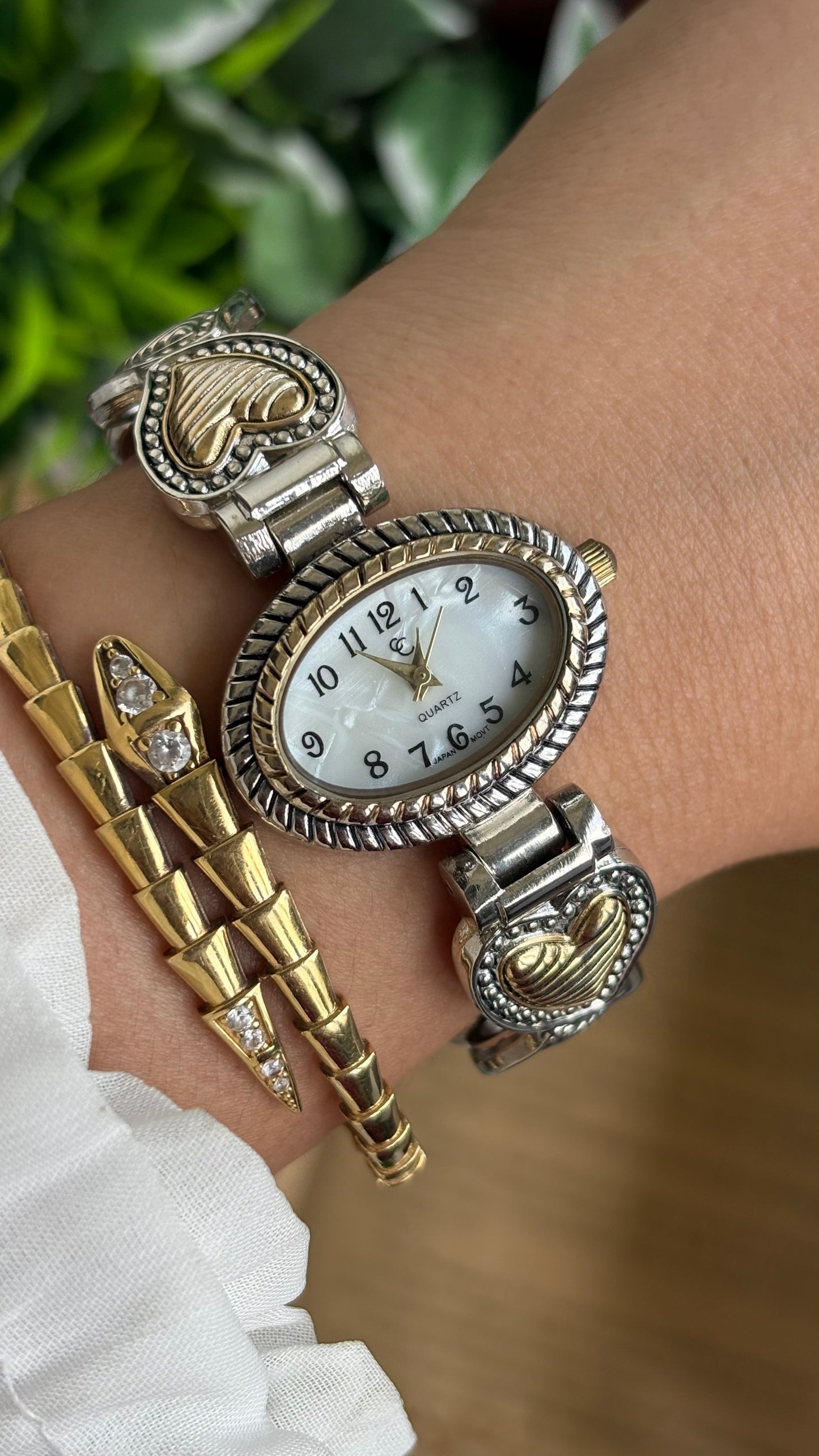 Vintage Charter Club Watch in Two-Tone Heart Straps