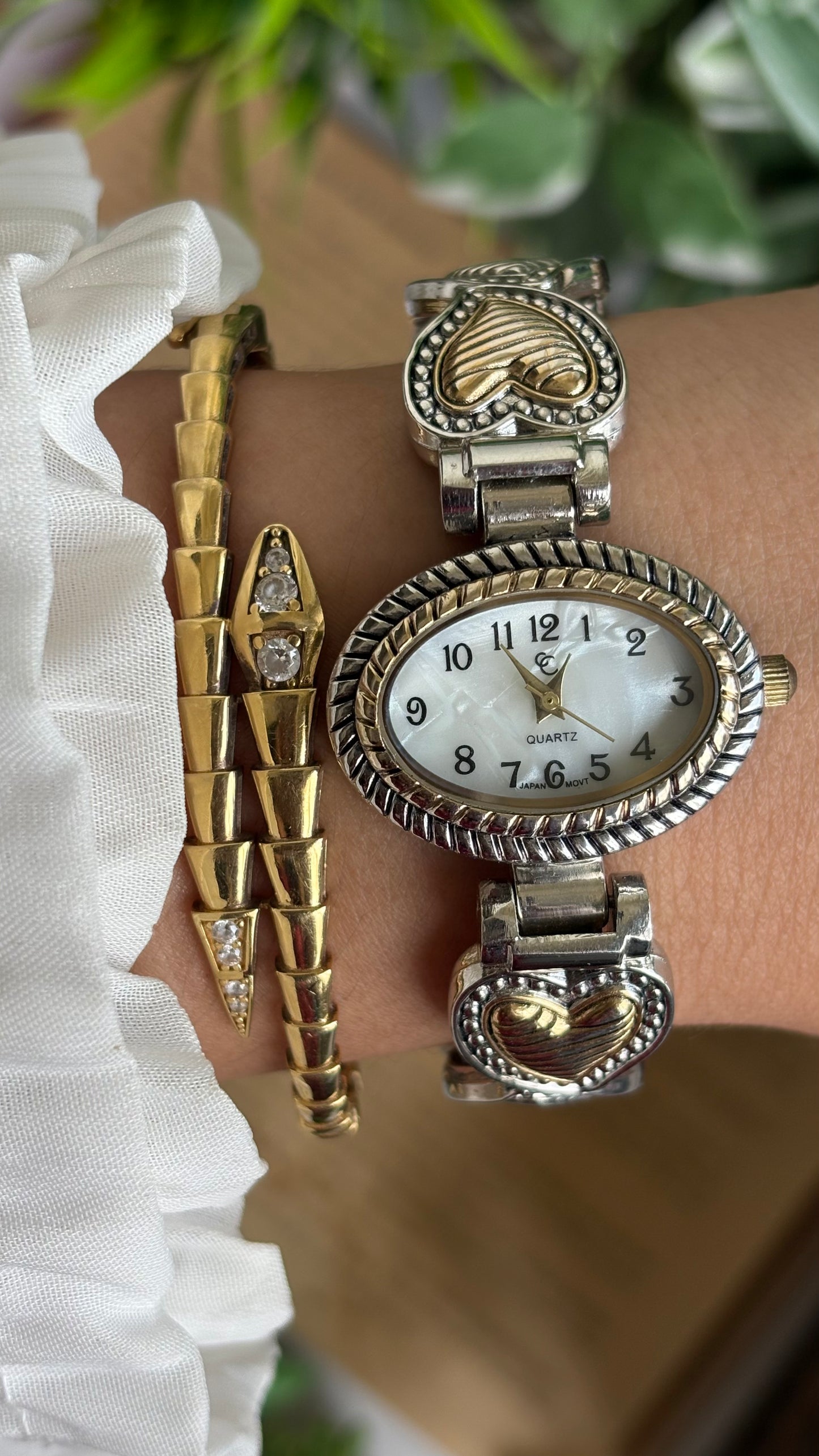 Vintage Charter Club Watch in Two-Tone Heart Straps