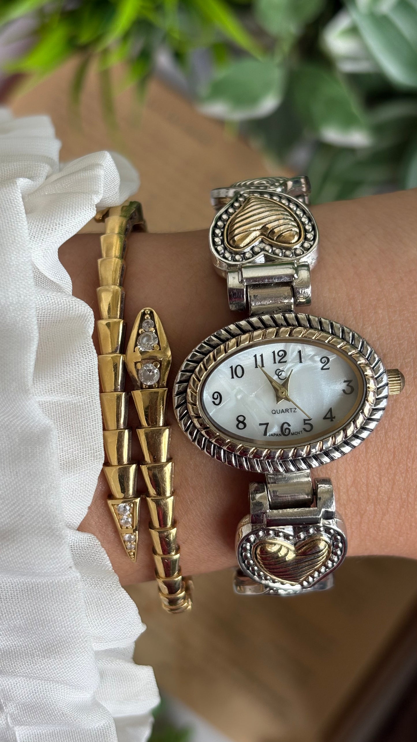Vintage Charter Club Watch in Two-Tone Heart Straps