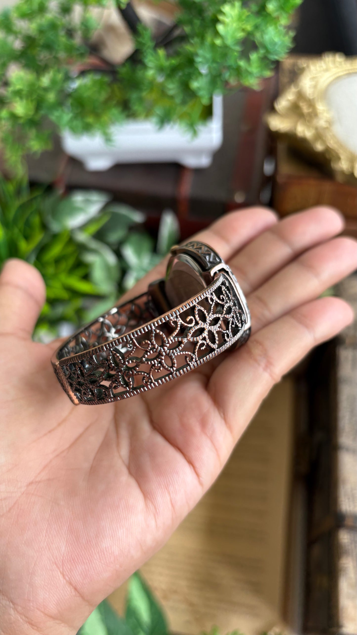 Vintage Gianni Accardi Rare Heart Bangle Watch in Bronze Tone