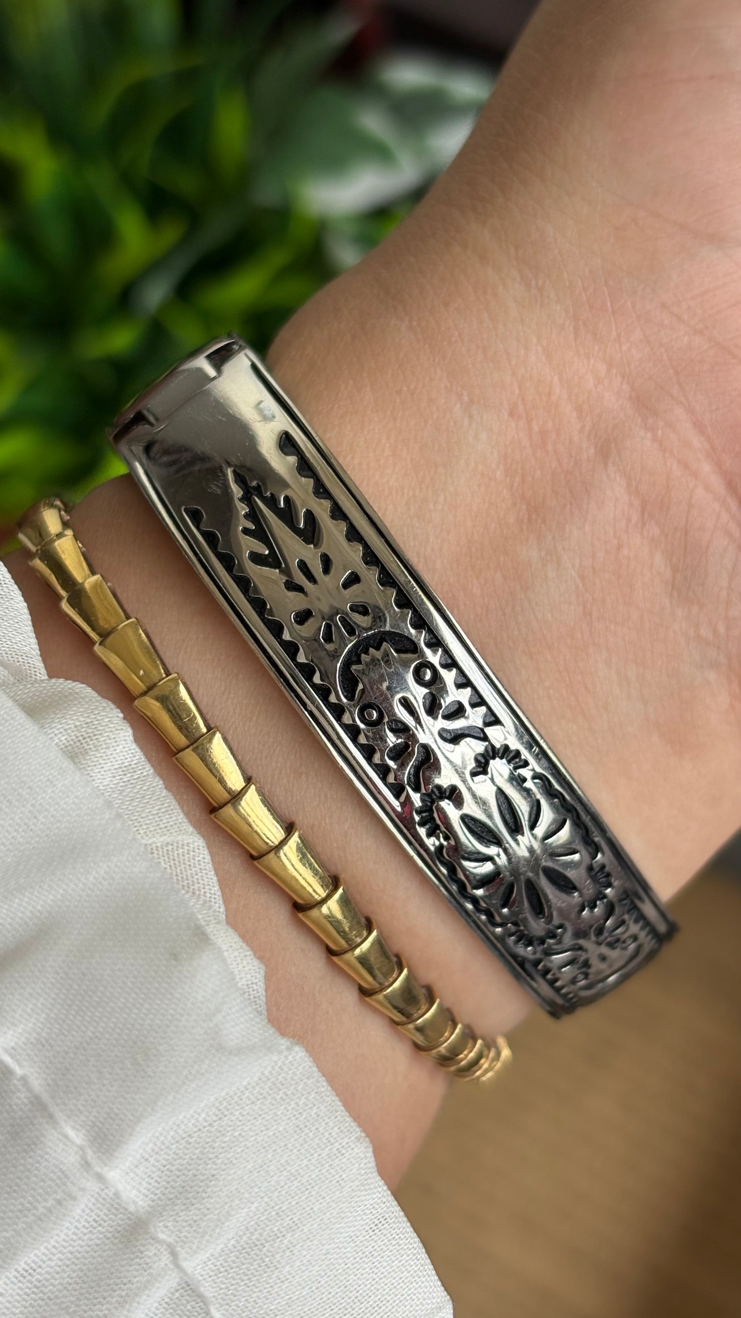 Vintage Studio Time Slim Bangle Watch in Silver Tone Oval Face Art Deco