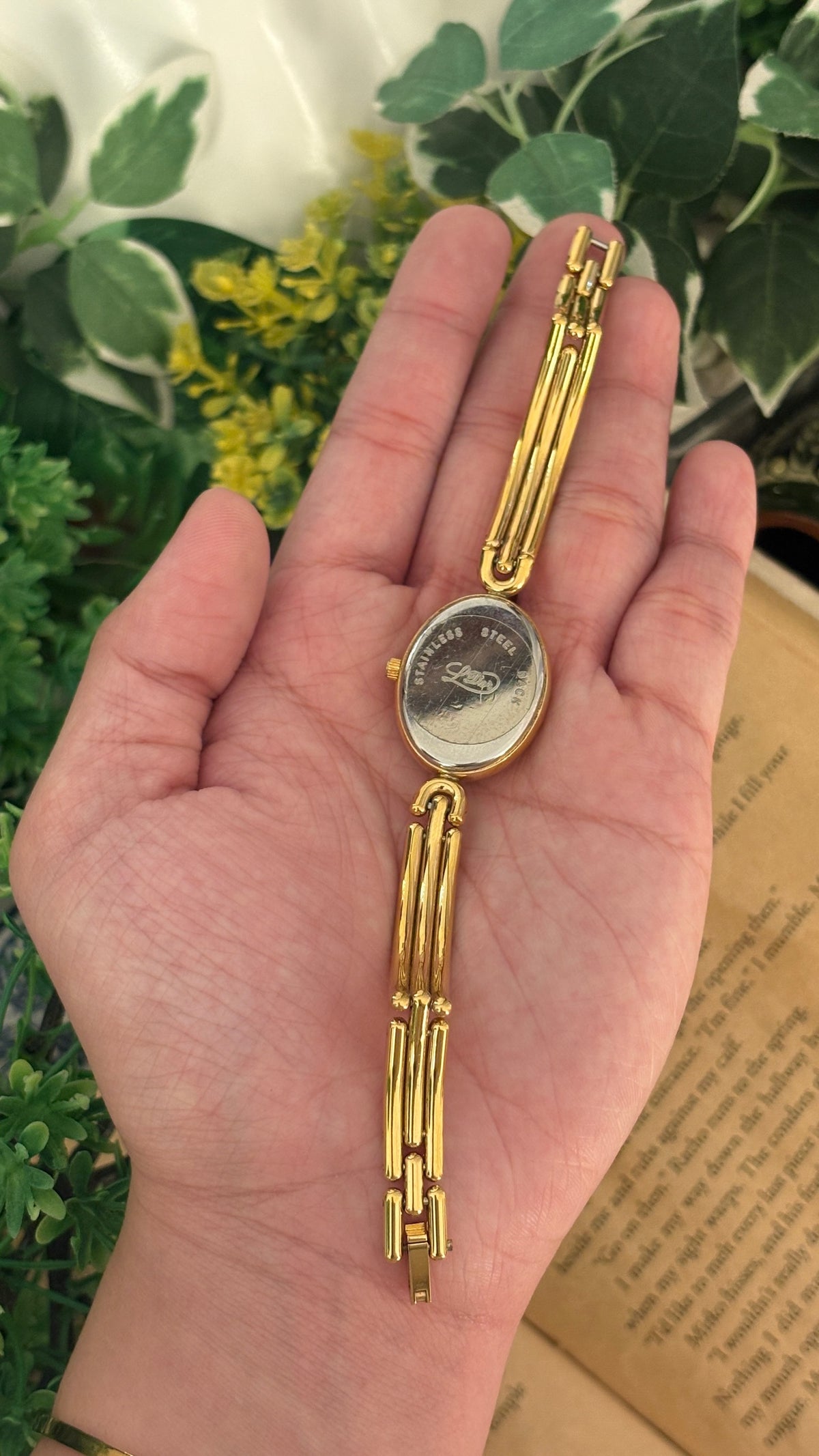 Rare Vintage LD'or Oval Dial Semi-Bangle Watch in Gold Tone Quartz