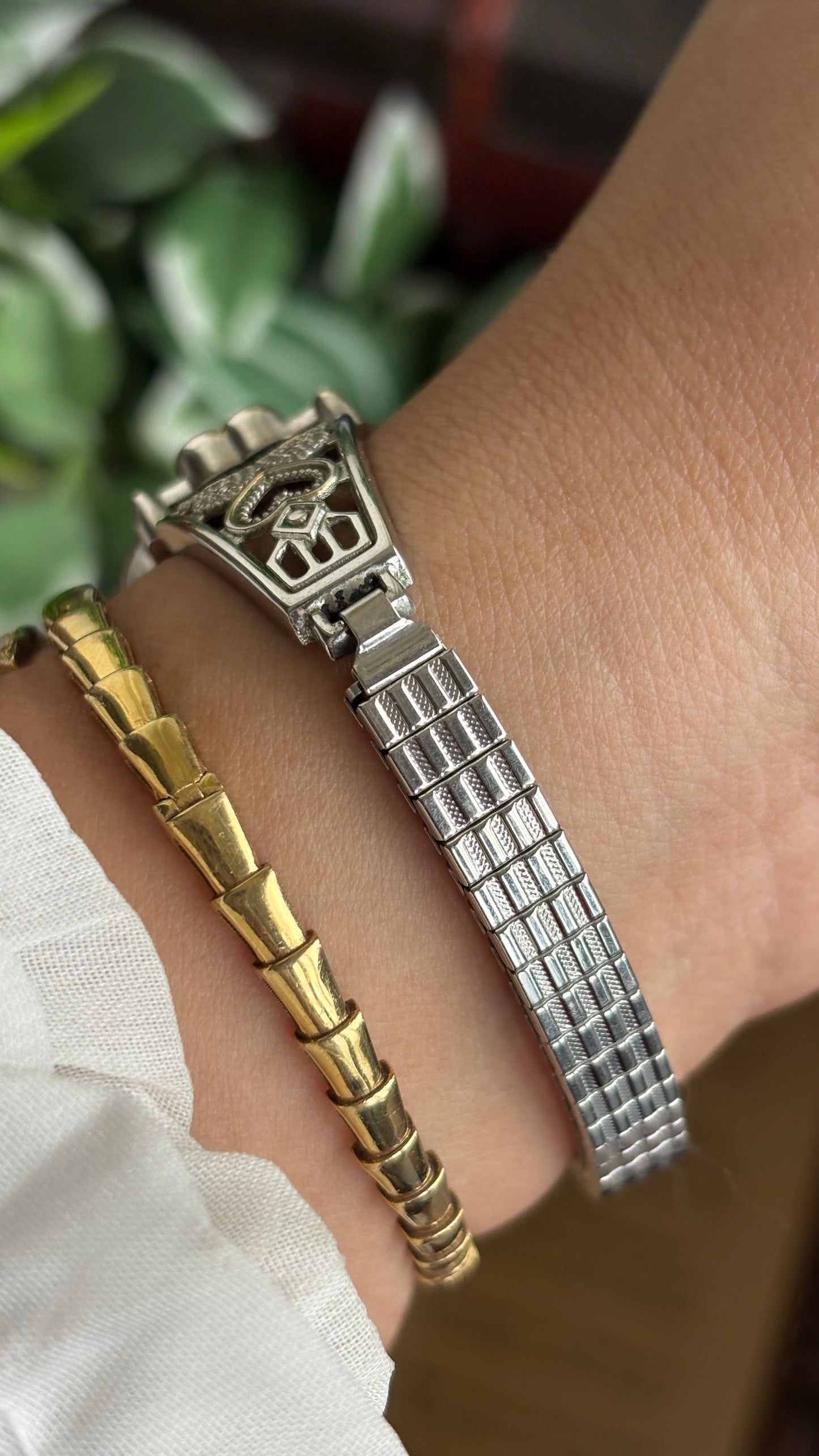 Vintage Accutime Watch in Two-Tone Butterfly Coquette Straps
