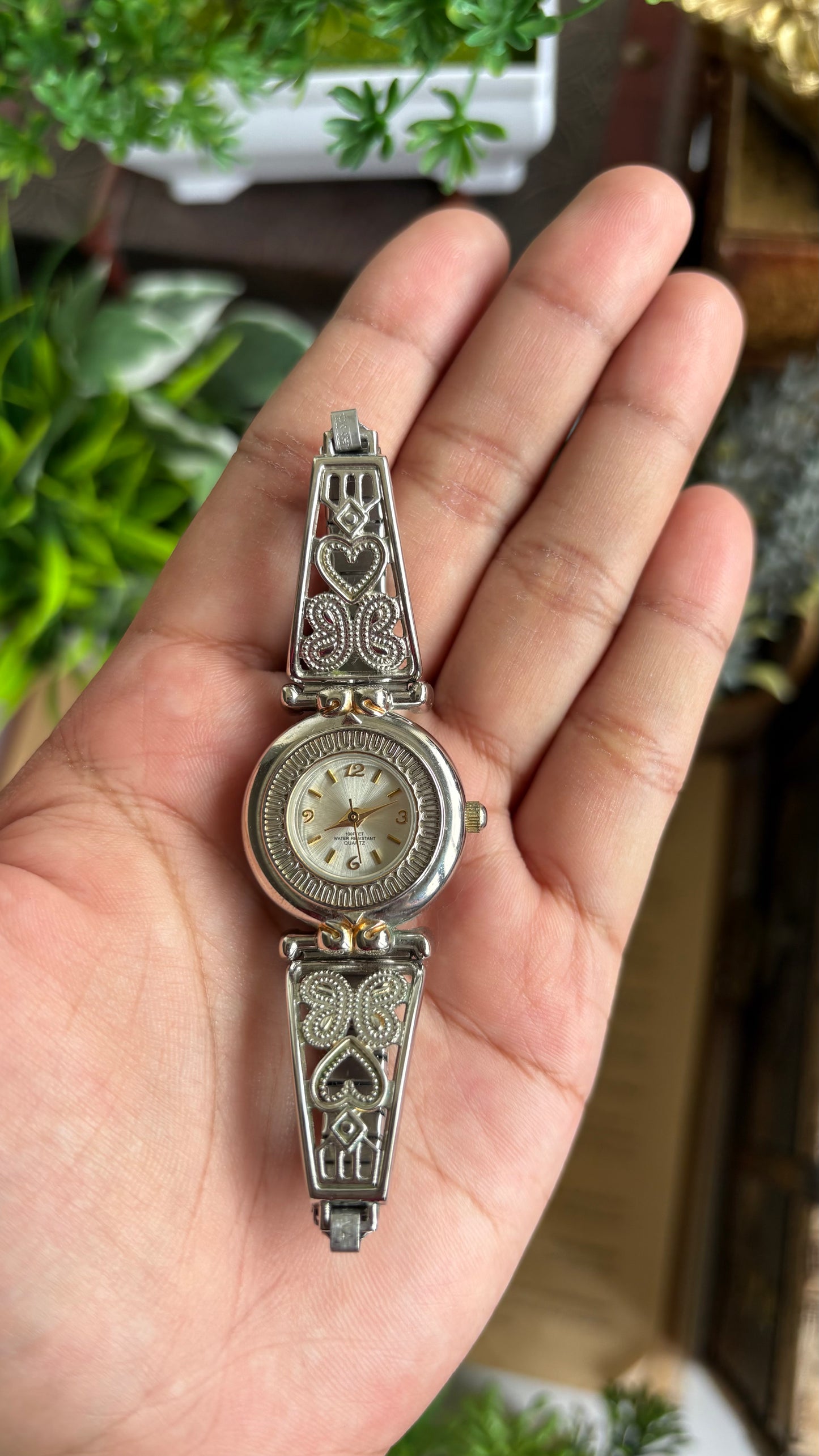 Vintage Accutime Watch in Two-Tone Butterfly Coquette Straps