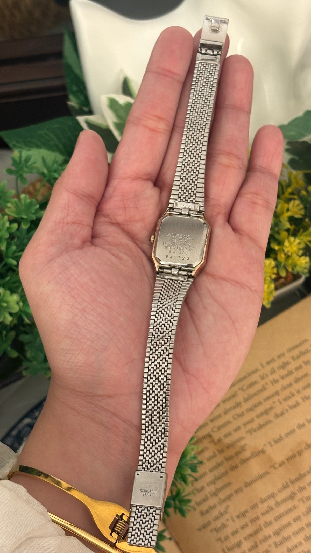 Vintage Aureole Tank Dress Watch in Gold Tone Quartz