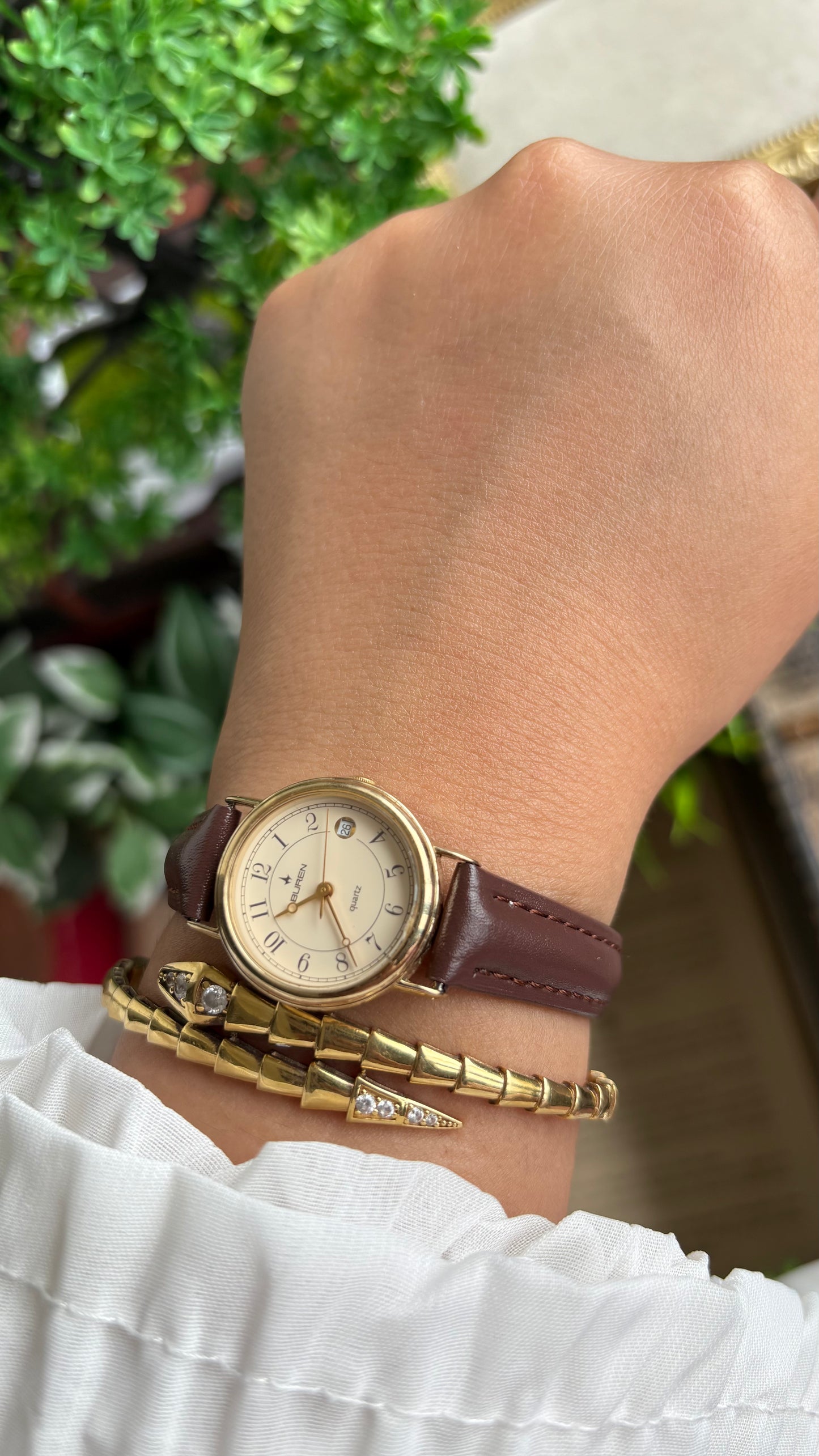 Vintage Buren Women’s Dress Watch in Brown Leather Strap