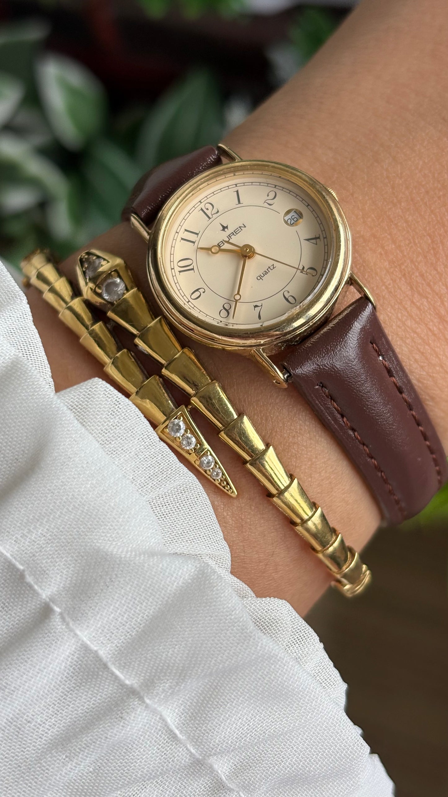 Vintage Buren Women’s Dress Watch in Brown Leather Strap