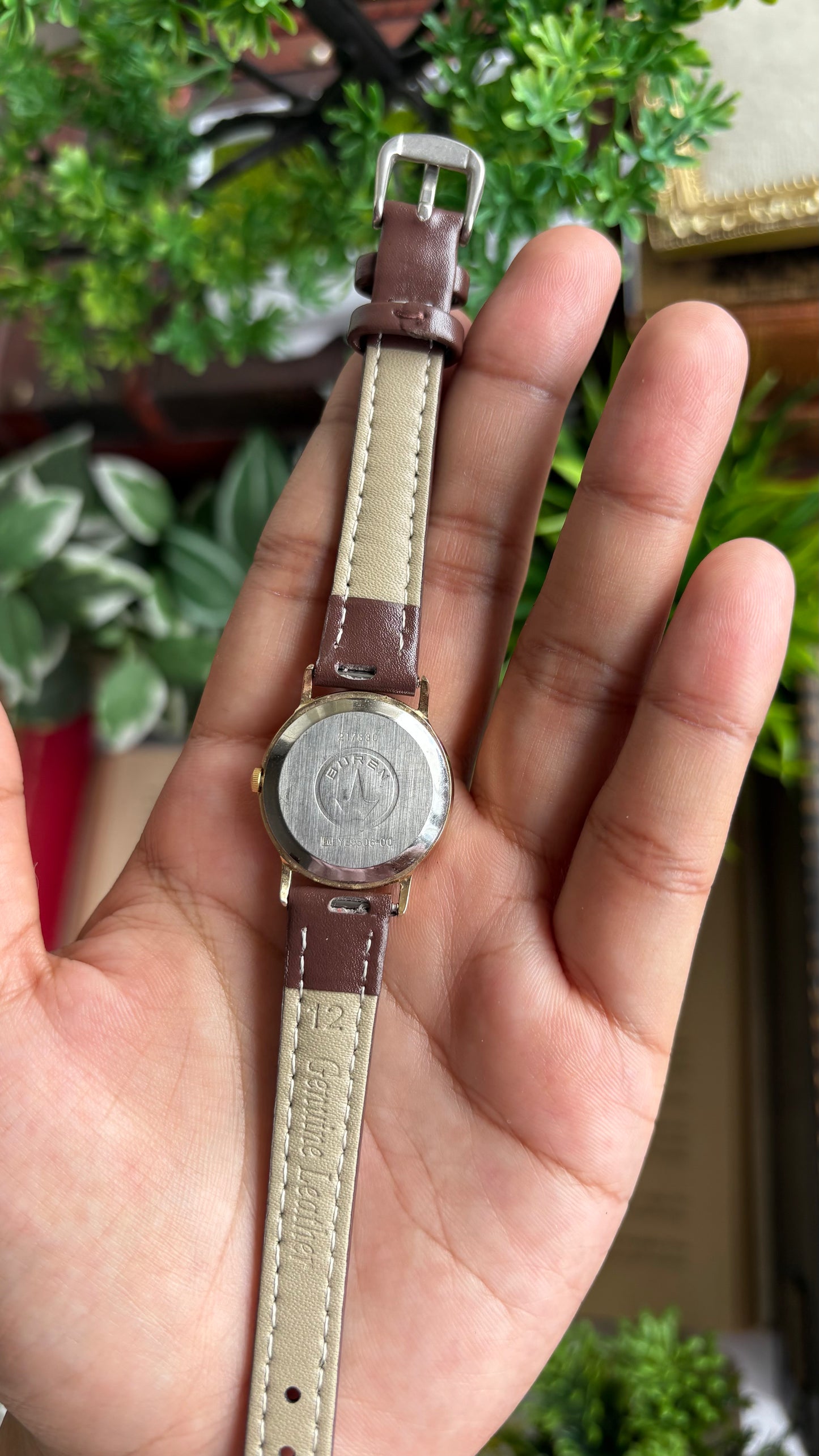 Vintage Buren Women’s Dress Watch in Brown Leather Strap