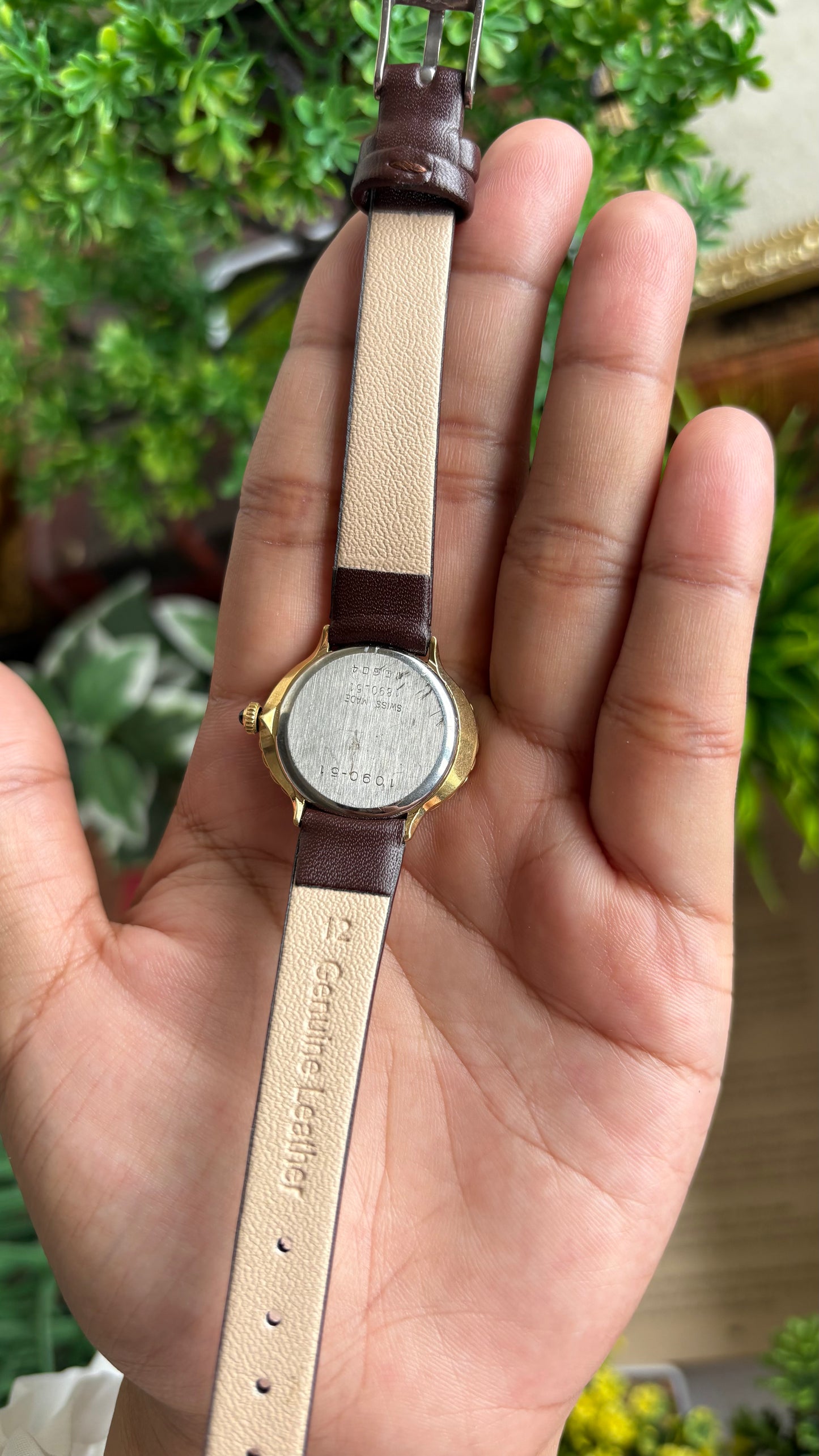Vintage Favre-Leuba Women’s Dress Watch in Brown Leather Strap Rare Oval Art Deco Dial