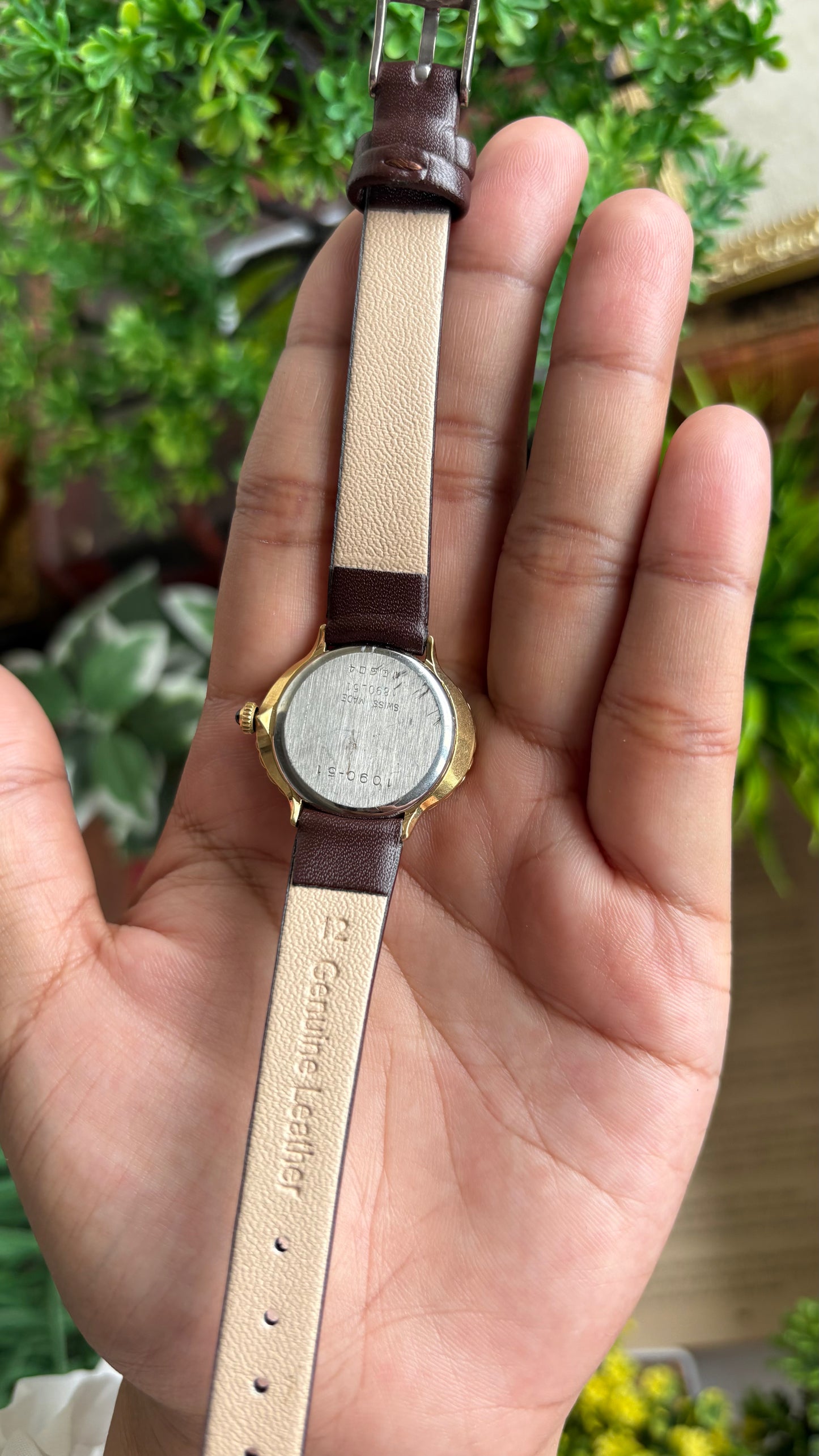 Vintage Favre-Leuba Women’s Dress Watch in Brown Leather Strap Rare Oval Art Deco Dial