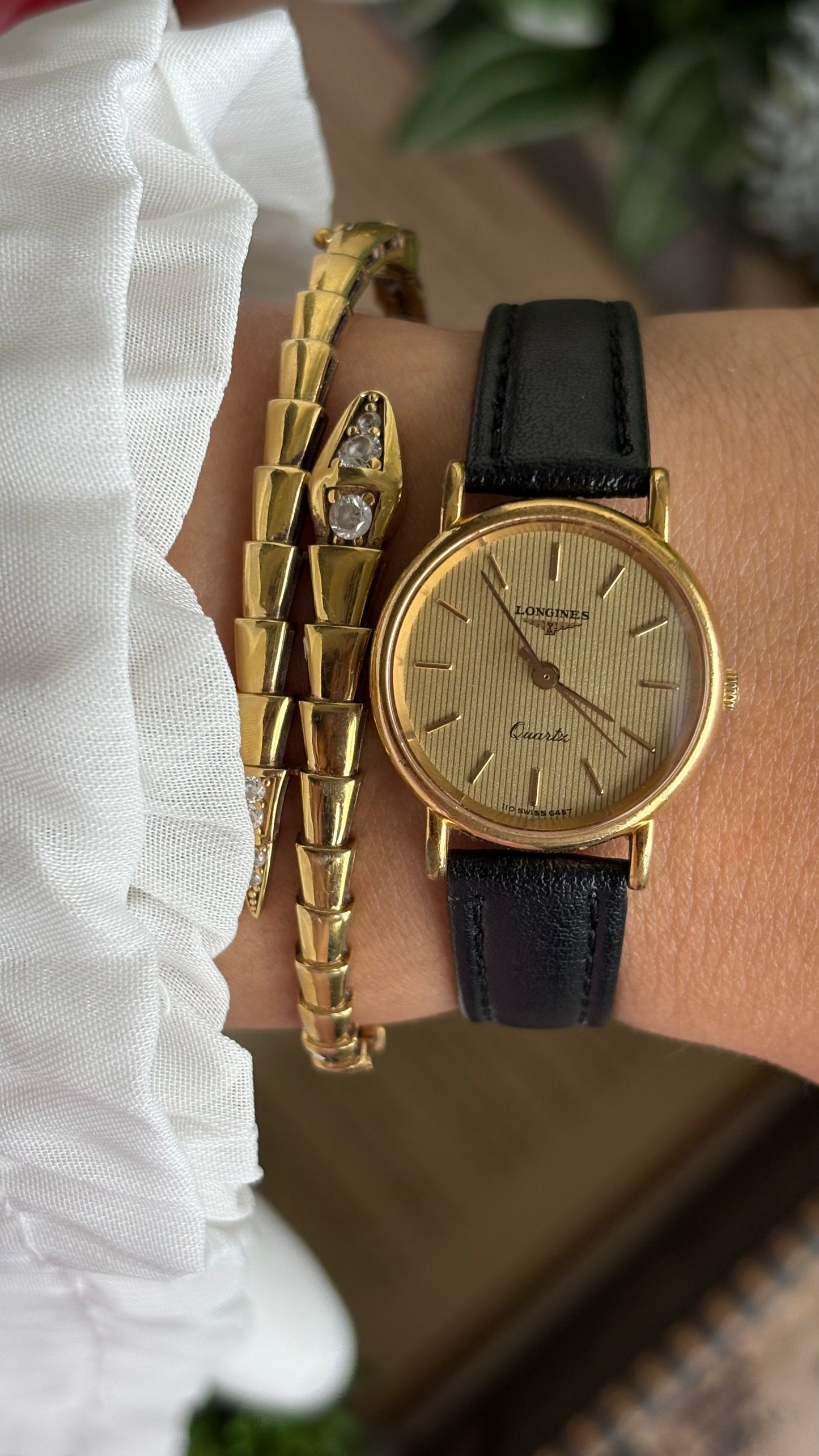 Vintage Longines Women’s Dress Watch in Black Leather Strap