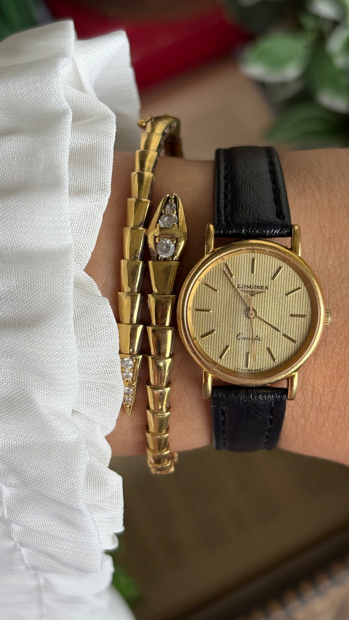 Vintage Longines Women’s Dress Watch in Black Leather Strap