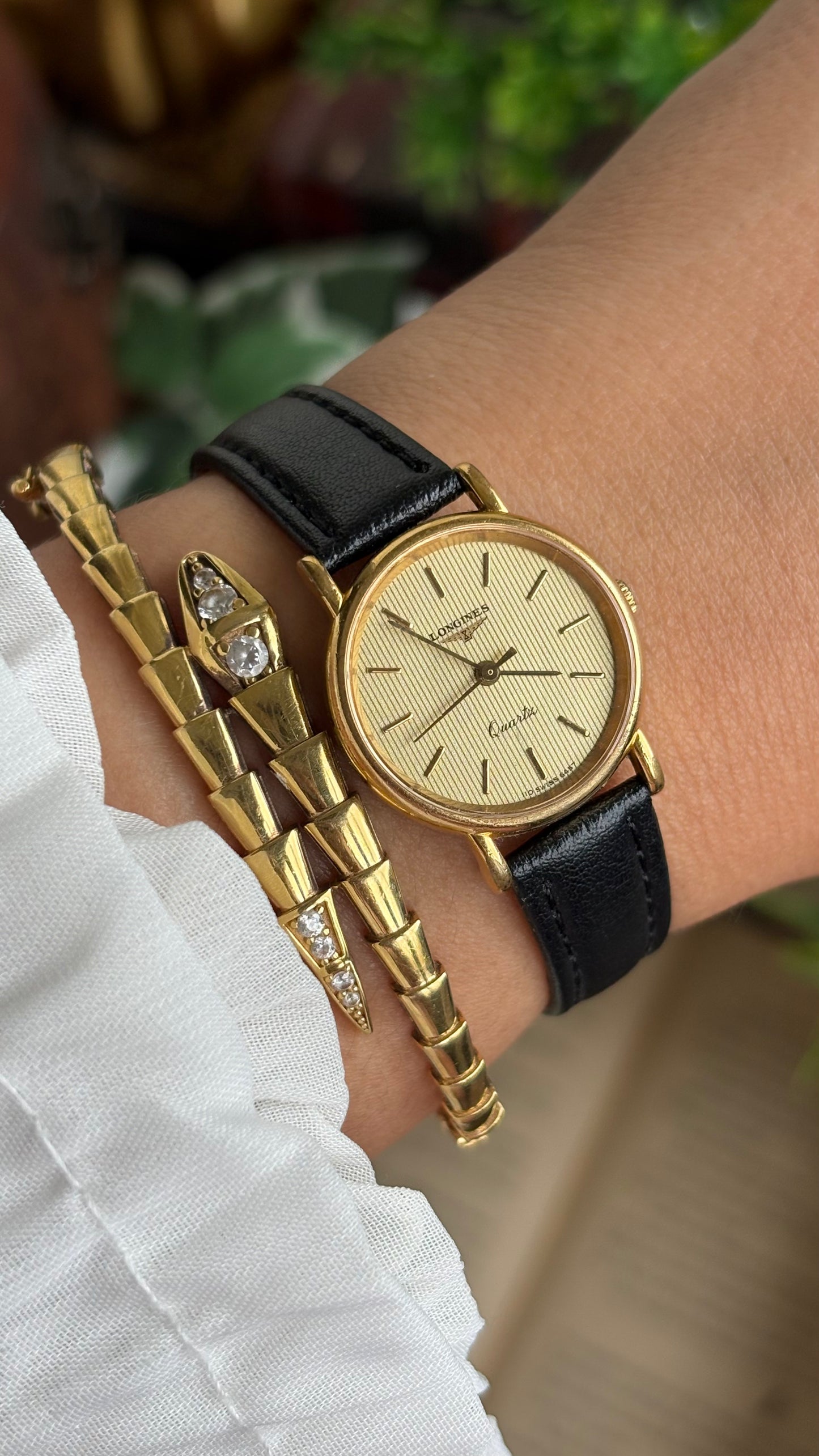 Vintage Longines Women’s Dress Watch in Black Leather Strap