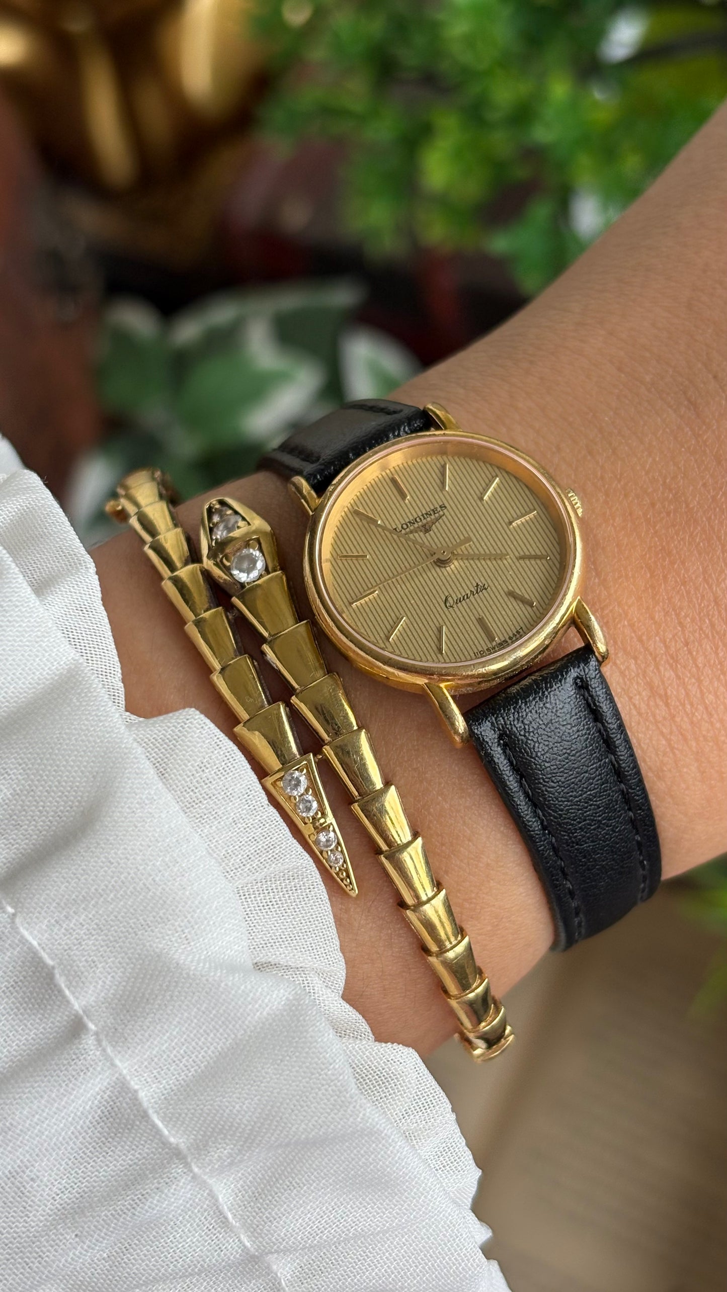 Vintage Longines Women’s Dress Watch in Black Leather Strap