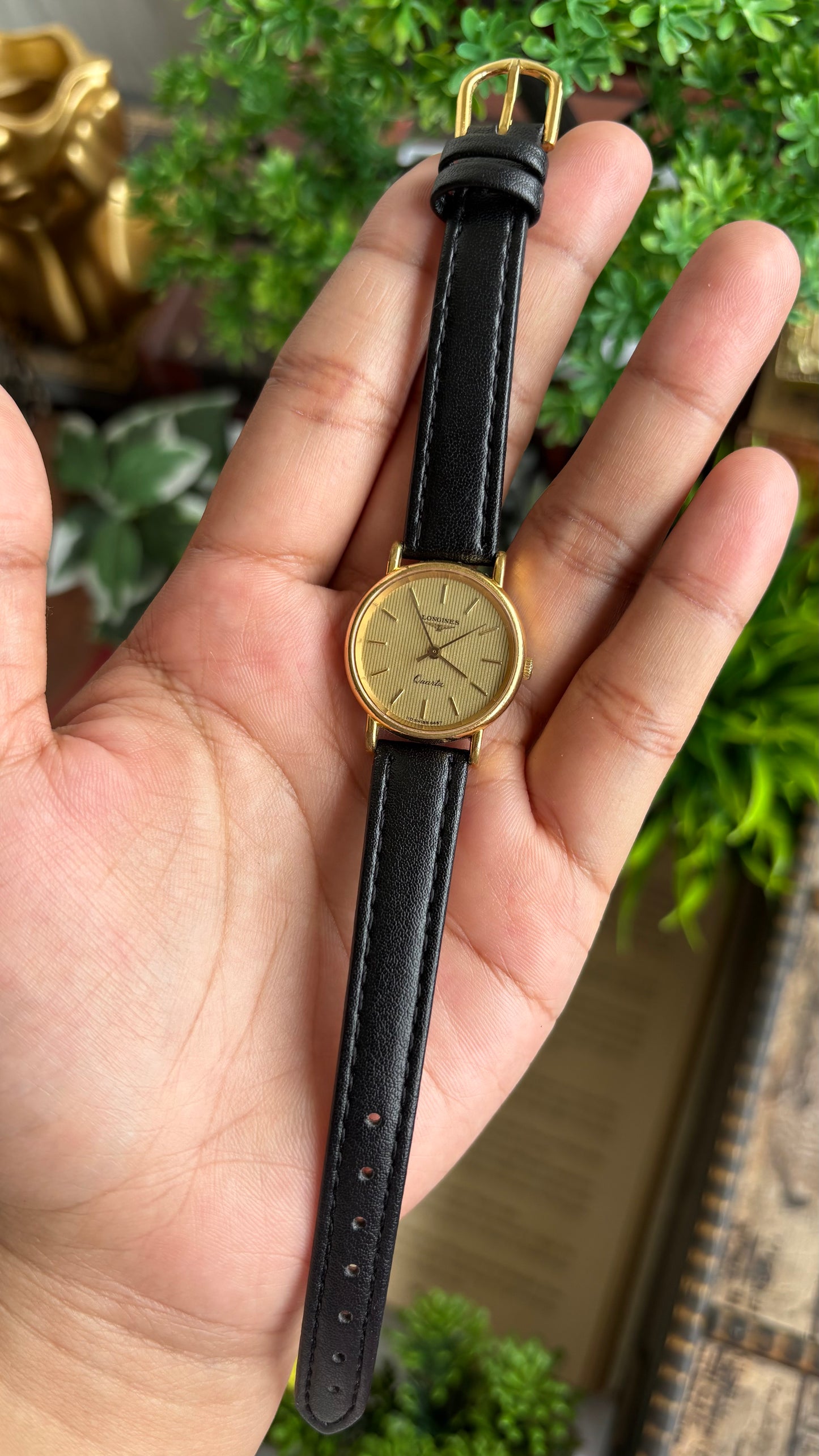 Vintage Longines Women’s Dress Watch in Black Leather Strap
