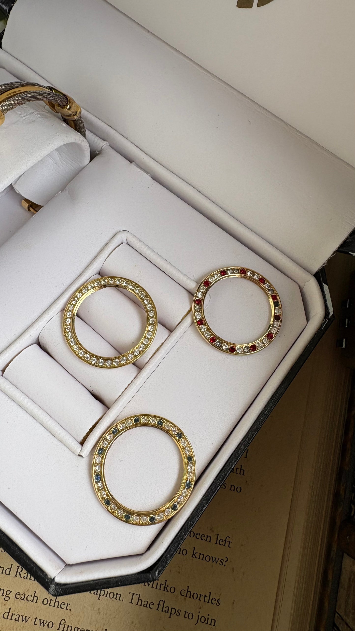 Extremely Rare Charriol-Inspired Vintage Anne Klein Interchangeable Bezel Set Bangle Watch in Two-Tone