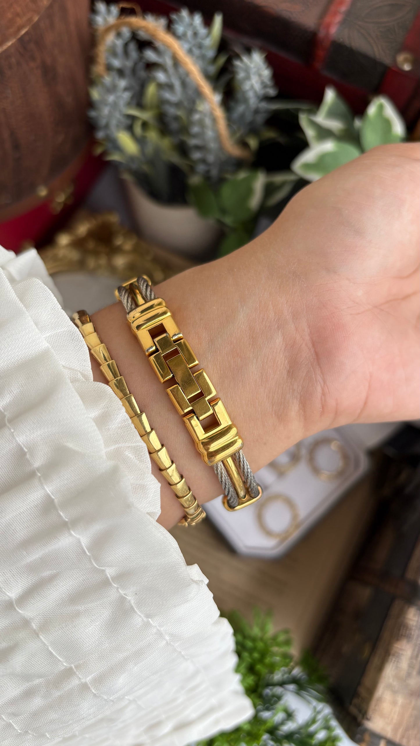 Extremely Rare Charriol-Inspired Vintage Anne Klein Interchangeable Bezel Set Bangle Watch in Two-Tone